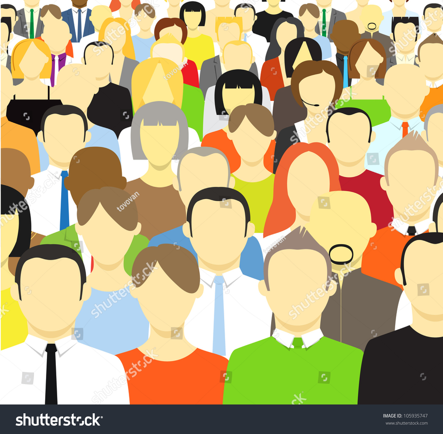 The crowd of abstract people. Vector illustration