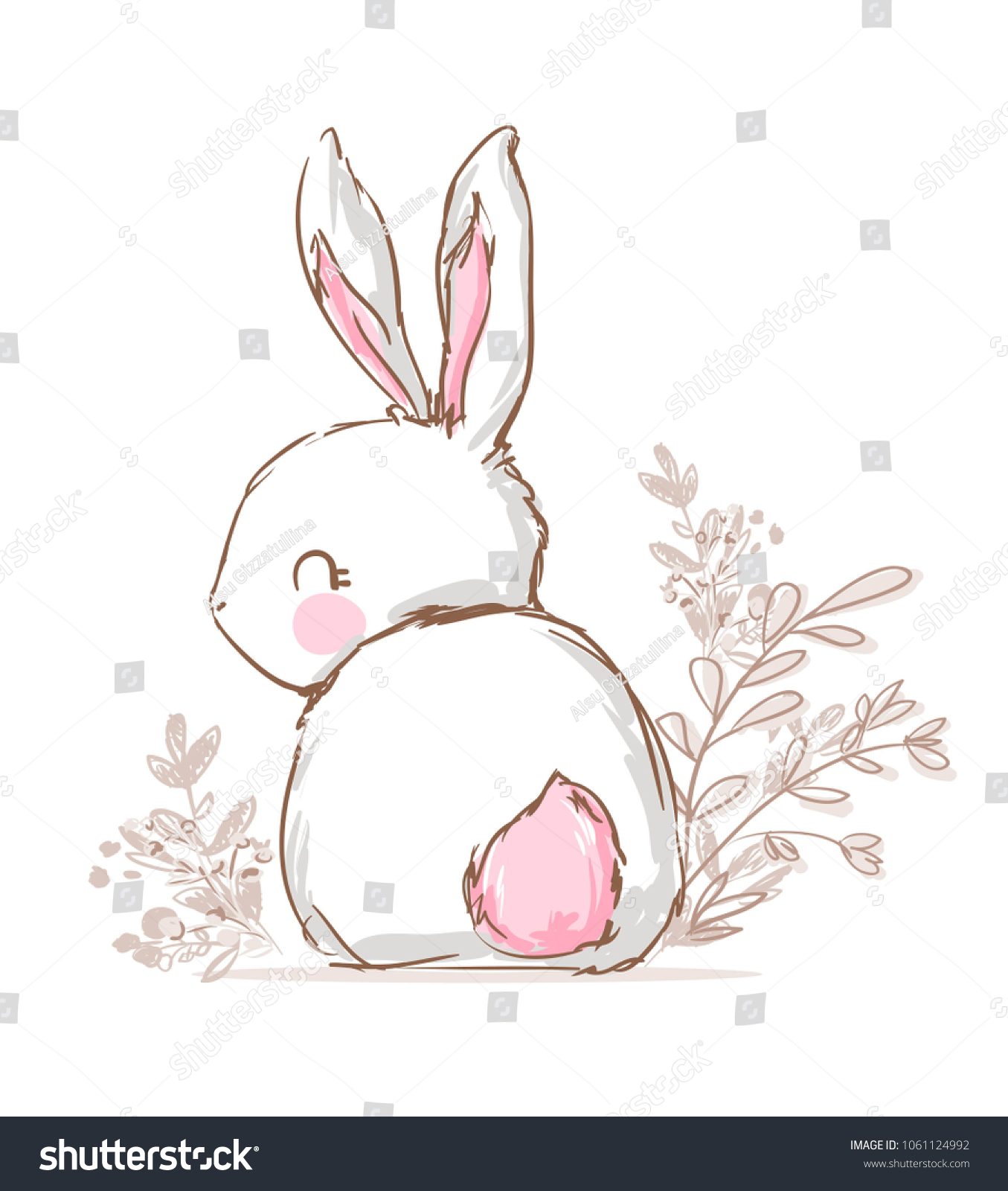 hand drawn cute bunny