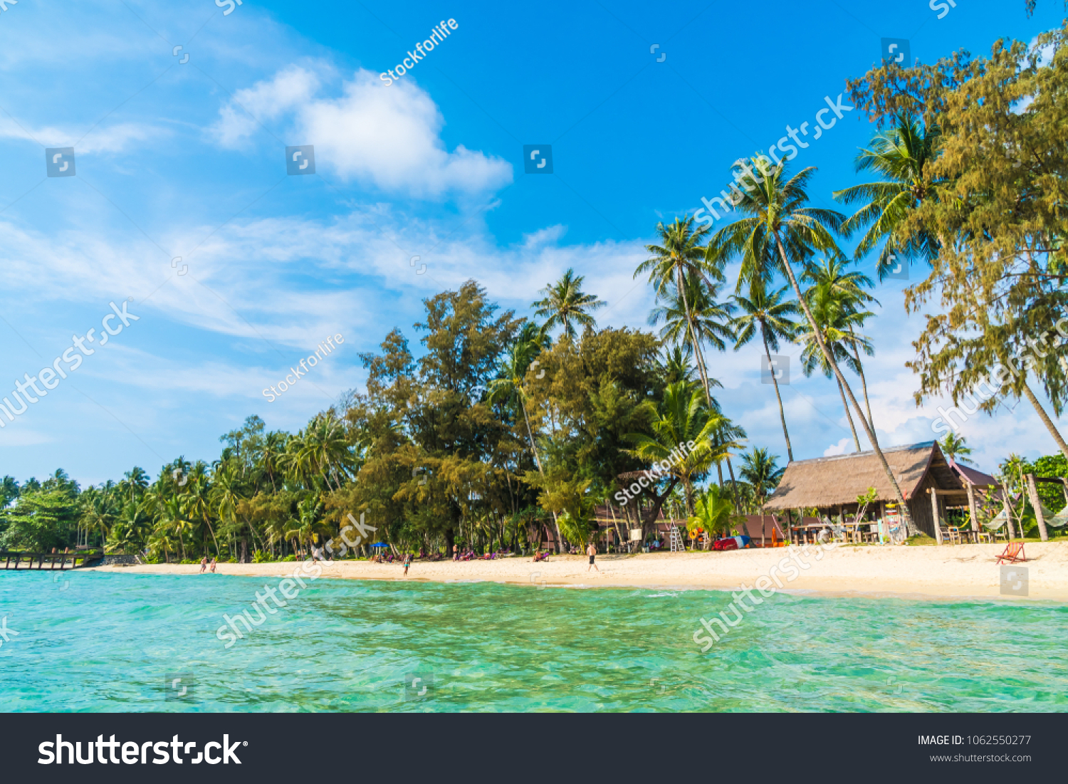 Beautiful tropical beach and sea with coconut palm tree in paradise island - Holiday Vacation concept