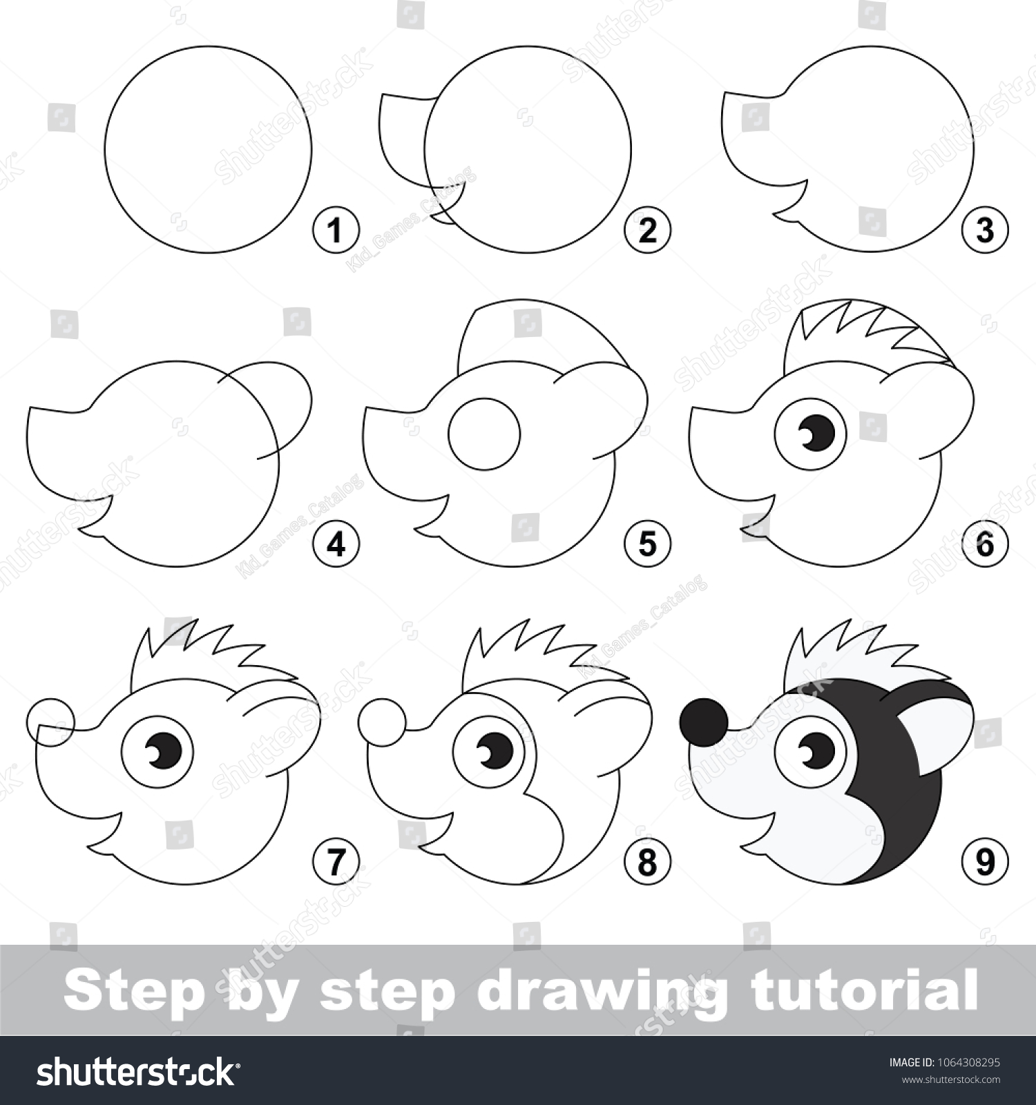 Kid game to develop drawing skill with easy gaming level for preschool kids  drawing educational tutorial for Skunk Face