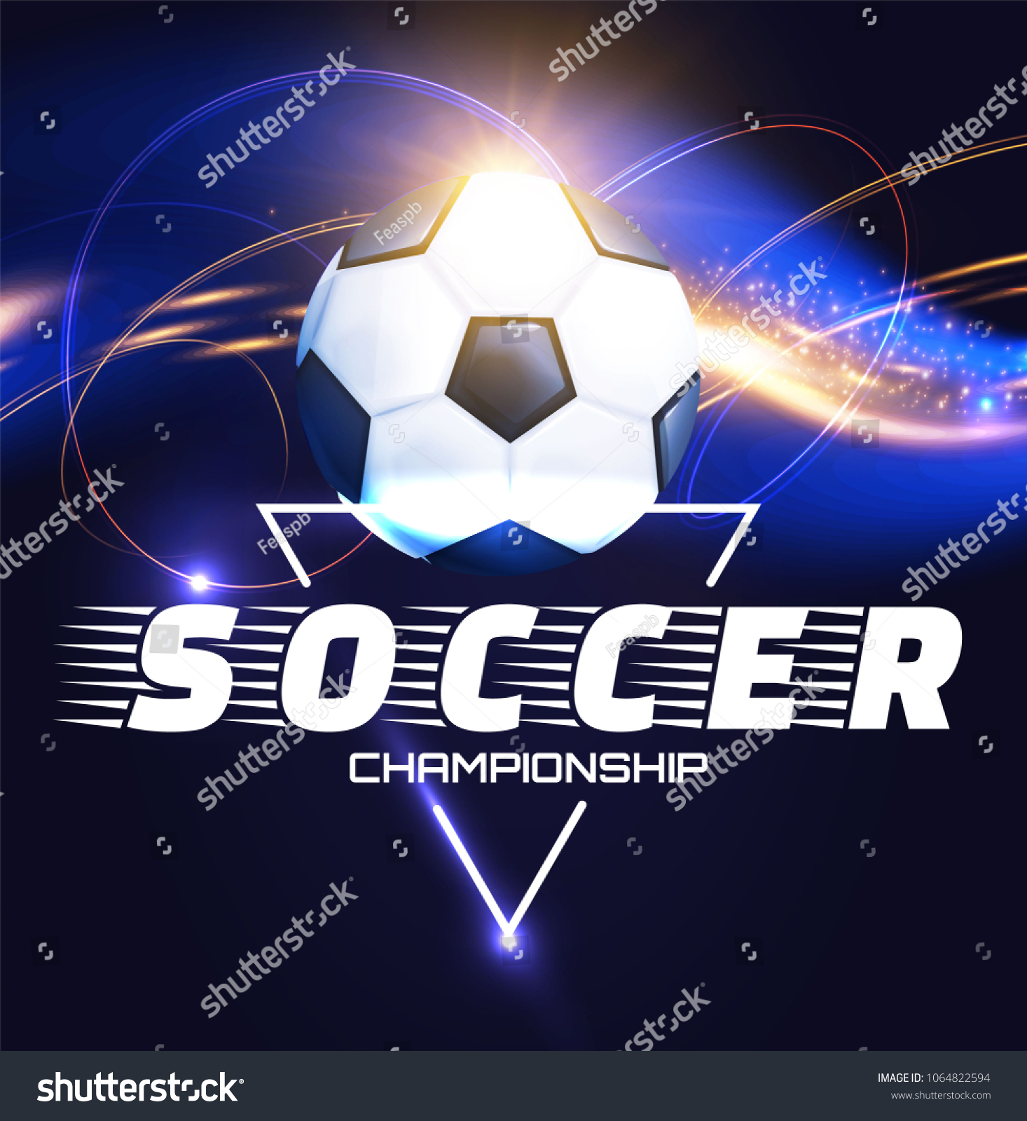 Soccer Ball with Light Effects. Football Power Design. Vector illustration