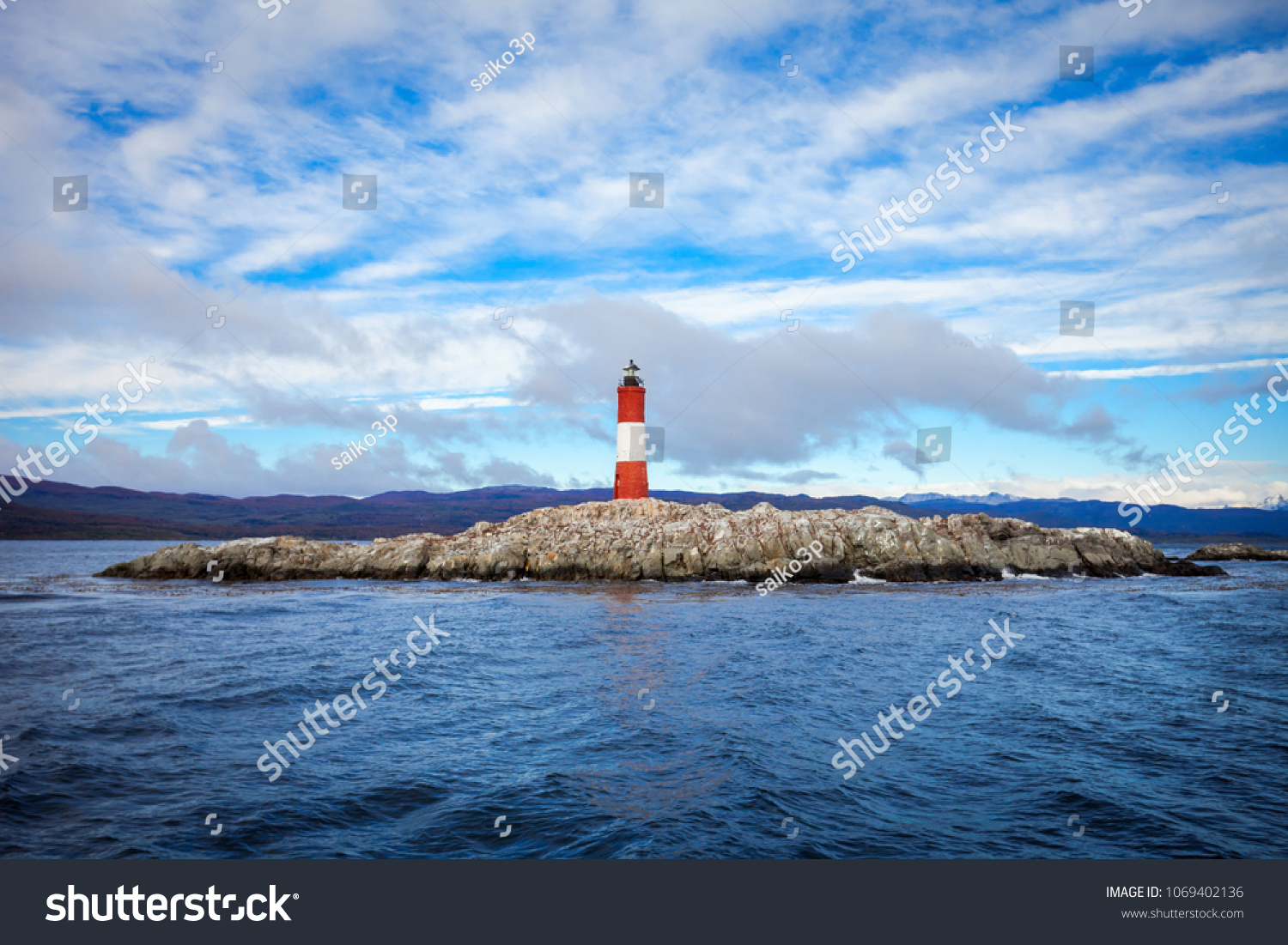 Les Eclaireurs Lighthouse is located near Ushuaia in Tierra del Fuego in Argentina.