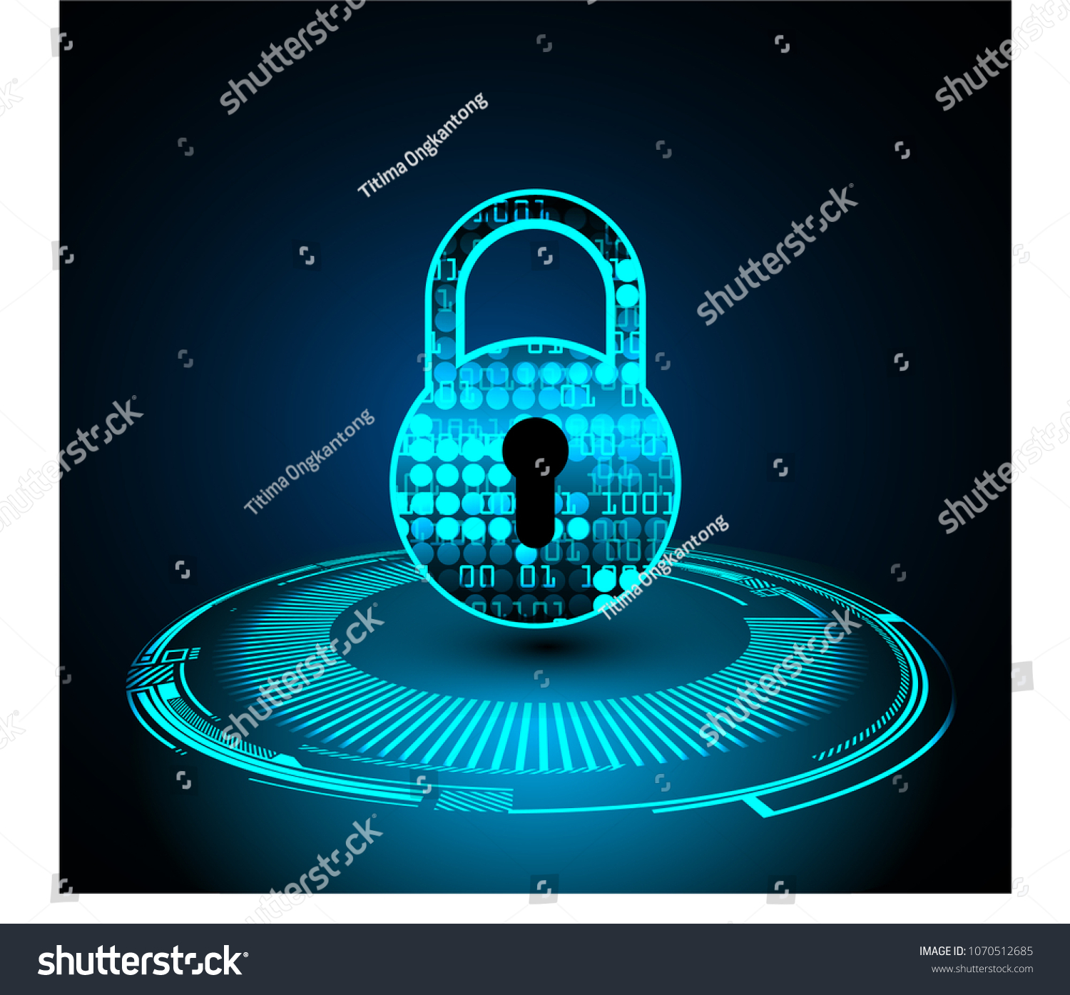 Safety concept  Closed Padlock on digital background  cyber security  Blue abstract hi speed internet technology background illustration. key vector