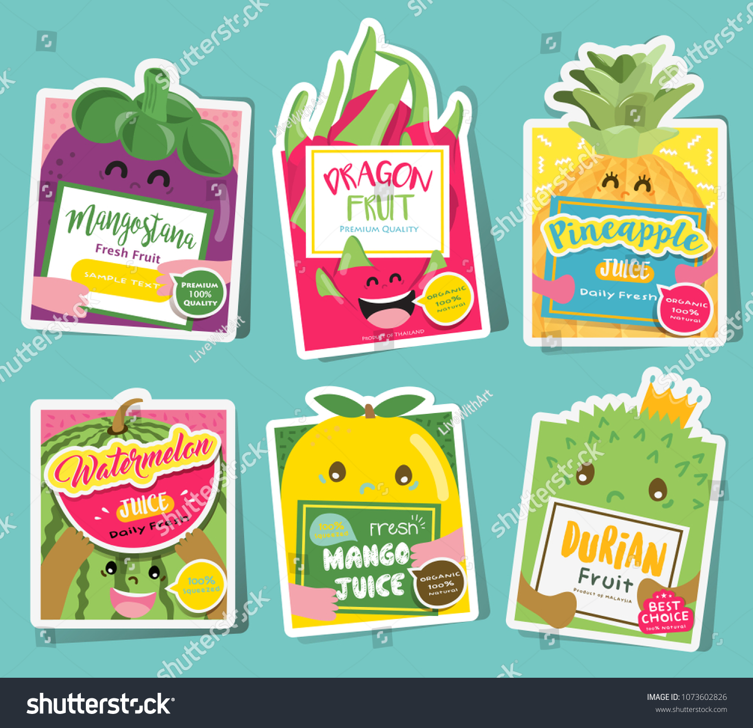 Fruit label collection Vector