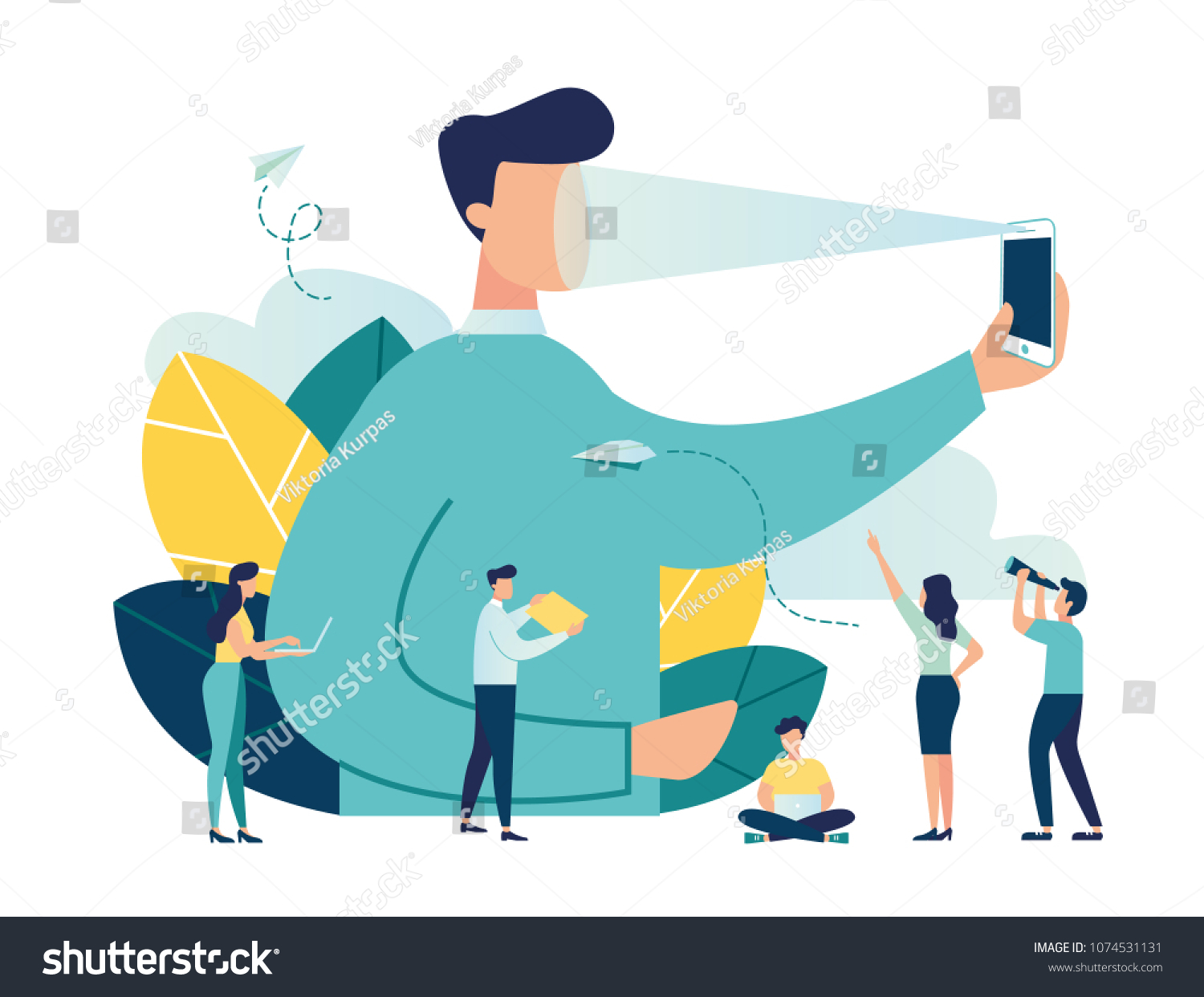 vector illustration on a white background  recognition using a laser concept Face ID  a man holds a phone in his hand and scans the application   modern technology