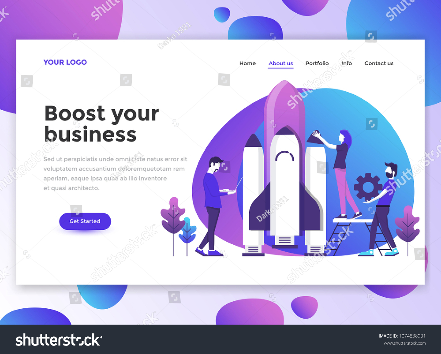 Landing page template of Boost your business. Modern flat design concept of web page design for website and mobile website. Easy to edit and customize. Vector illustration