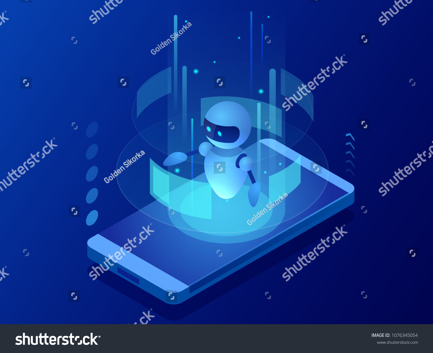 等距科学老师机器人概念。人工智能 知识专业知识智能学习。技术和工程。在线培训横幅
