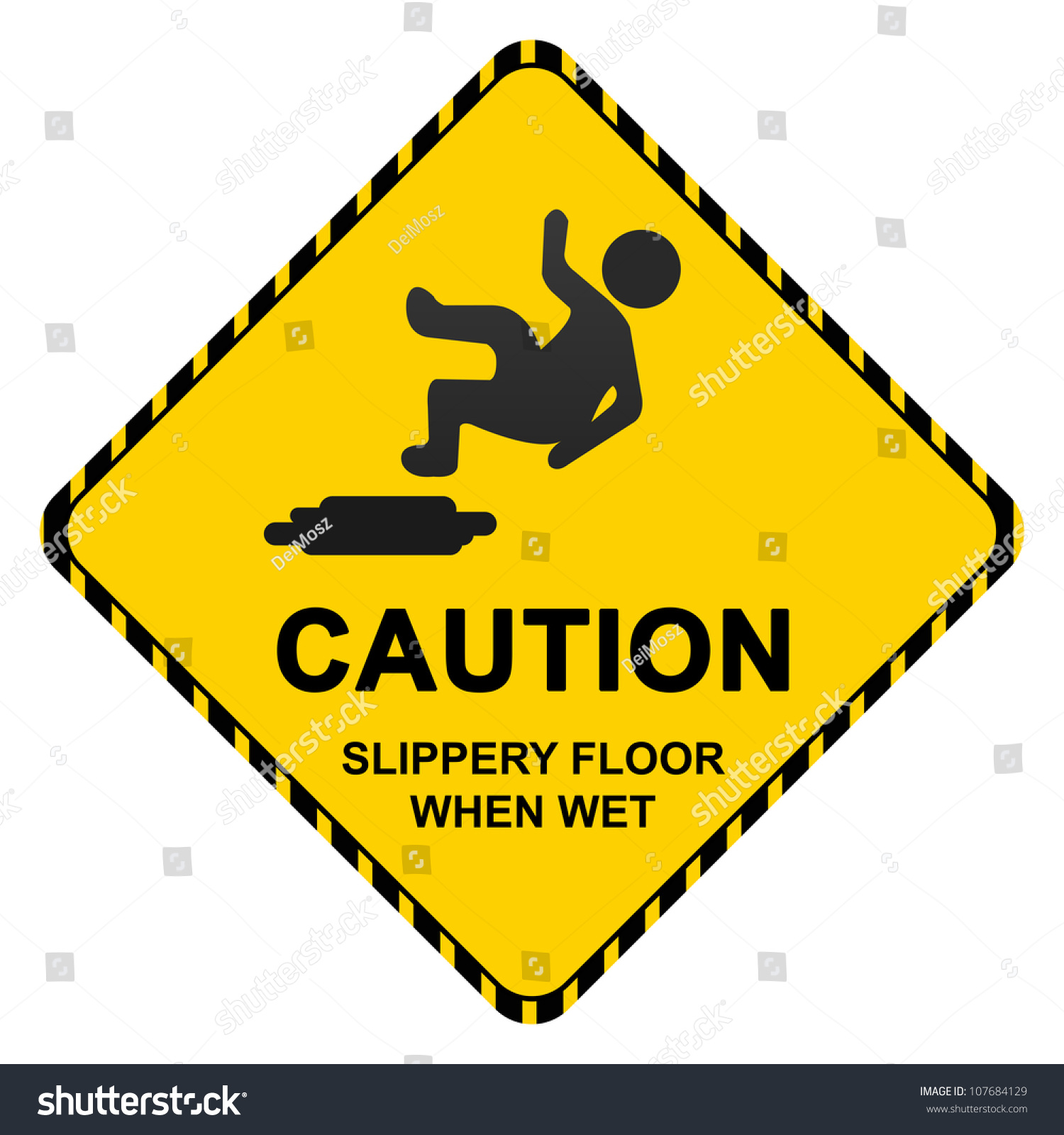 caution slippery floor when wet sign isolated on white back