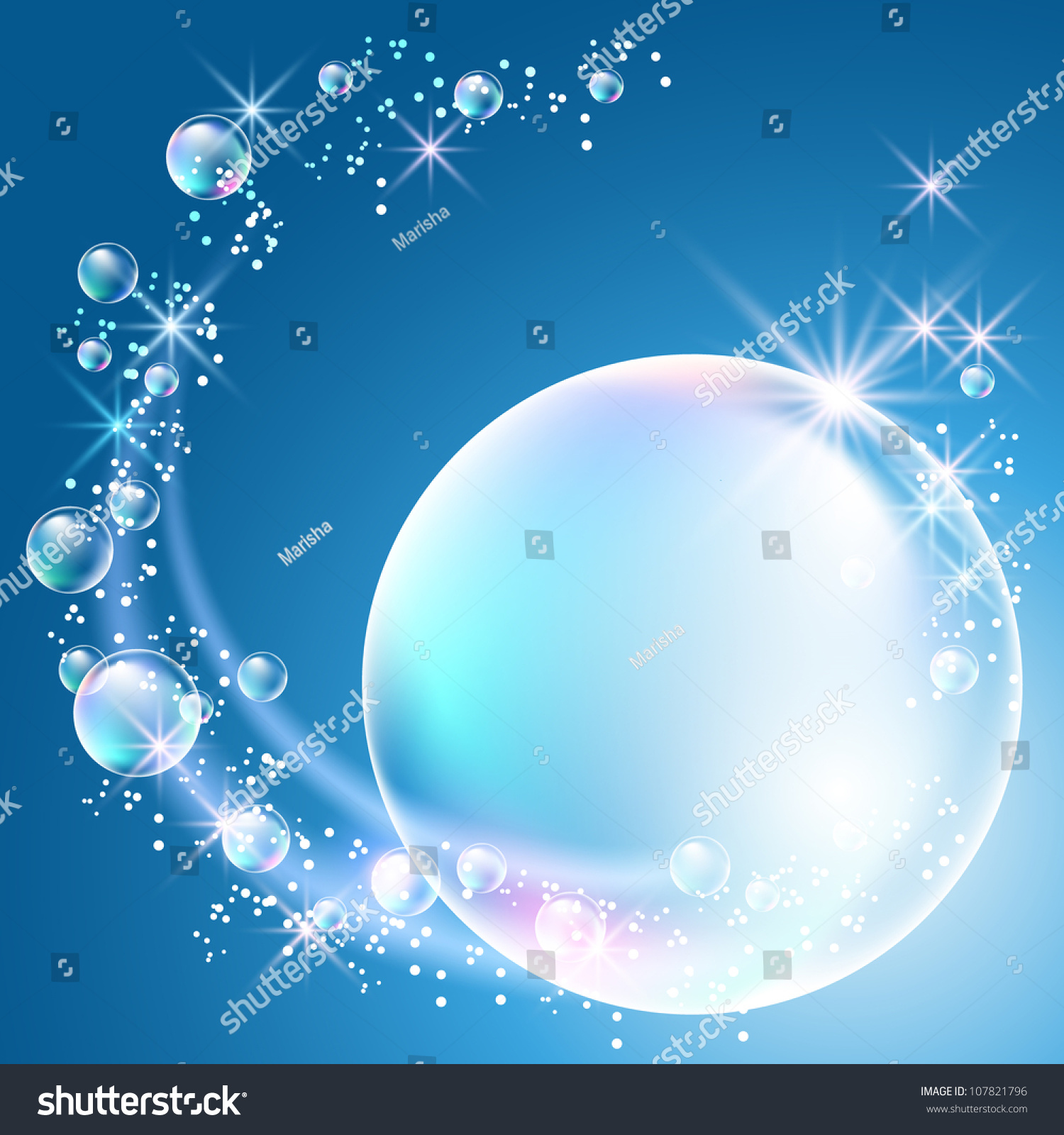 Glowing background with bubbles and stars
