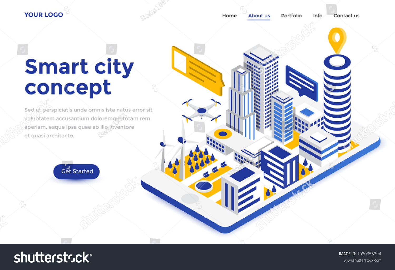 Modern flat design isometric concept of Smart City for website and mobile website. Landing page template. Easy to edit and customize. Vector illustration