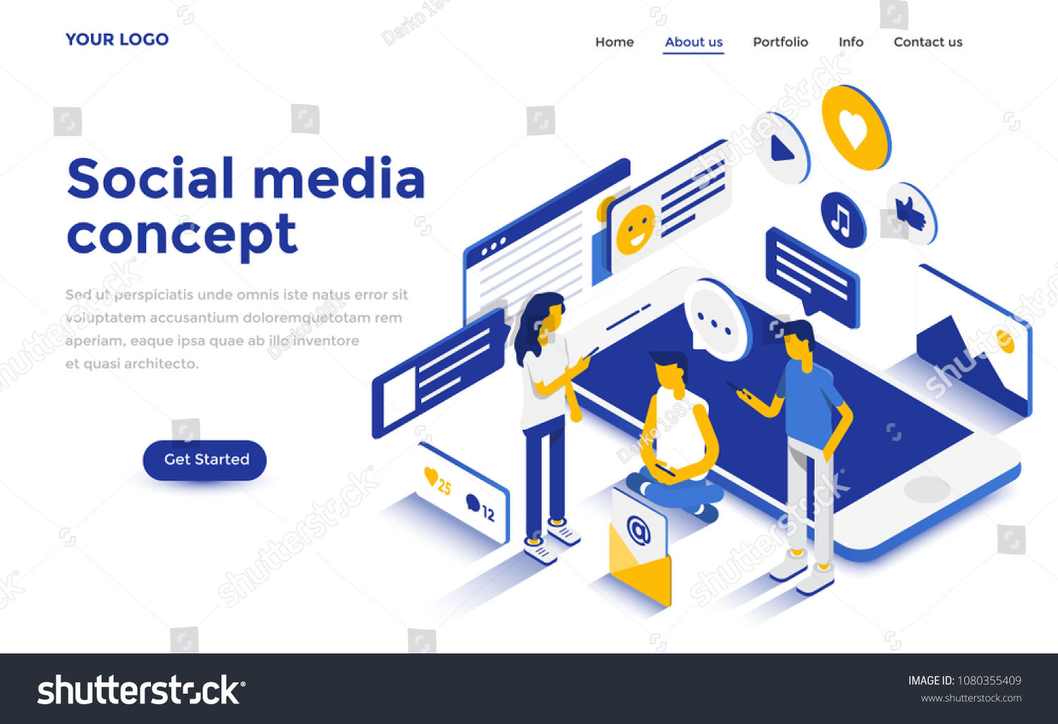 Modern flat design isometric concept of Social Media Concept for website and mobile website. Landing page template. Easy to edit and customize. Vector illustration