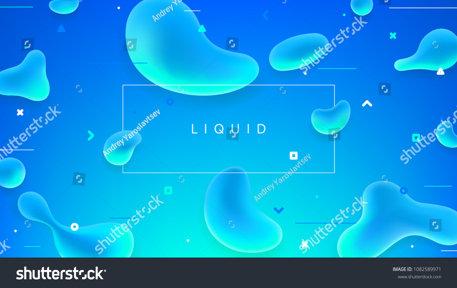 Abstract colorful banner with liquid shapes. Trendy vector illustration with geometric symbols. Futuristic composition with fluid shapes.