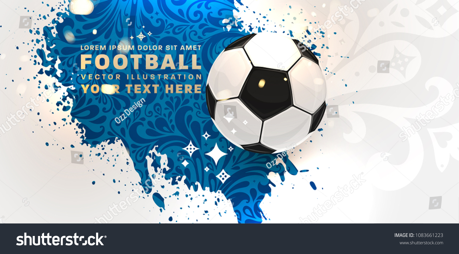 Football abstract design template for soccer covers  sport placards  posters and flyers with ball  trendy geometric elements and patterns. Vector illustration.