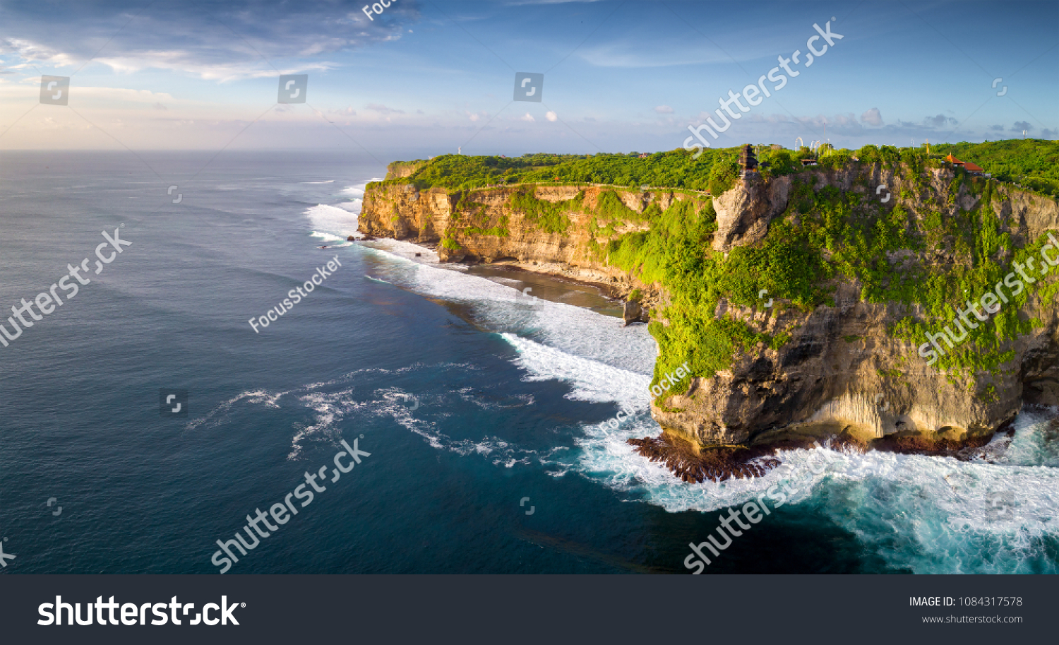aerial view : Landscape in Uluwatu Temple  Bali  Indonesia on sunset