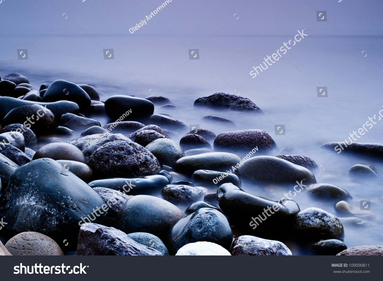 long exposure of sea and rocks