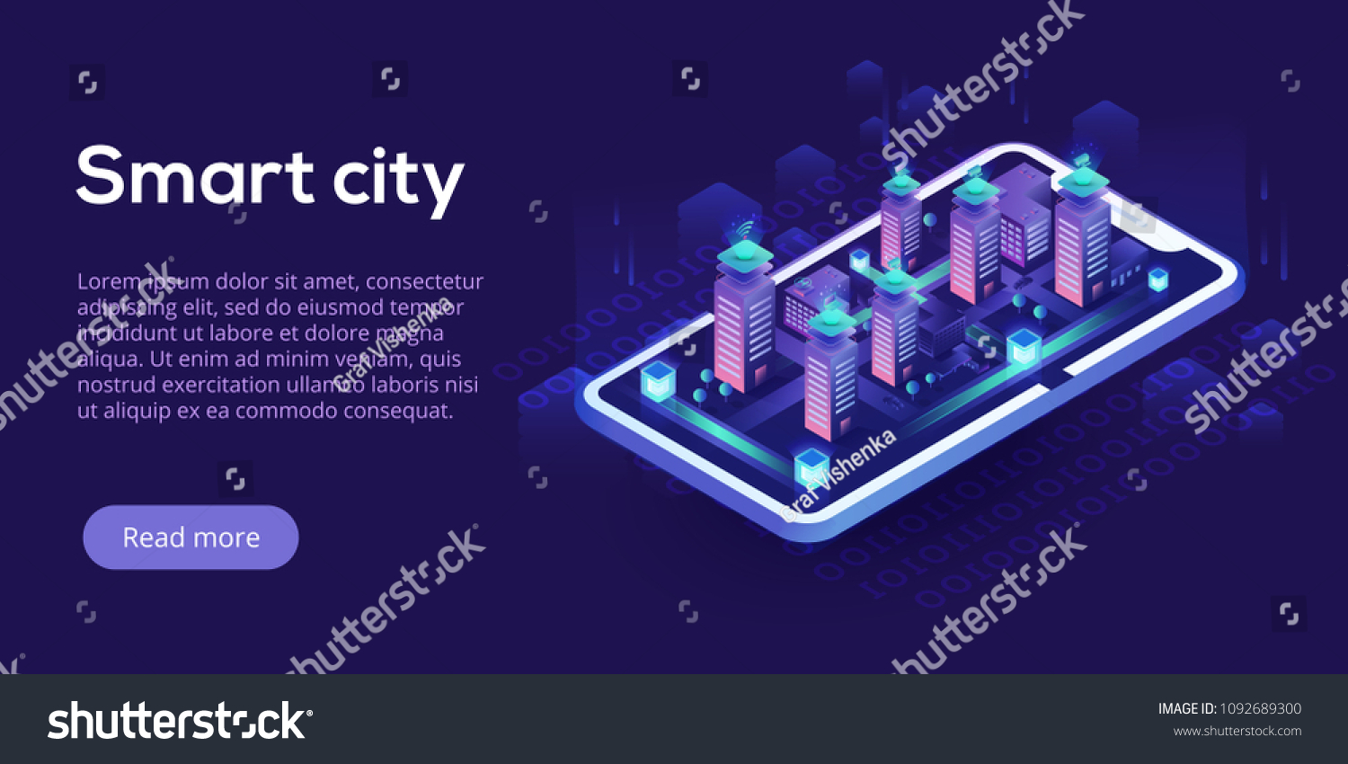 Smart city or intelligent building isometric vector concept. Building automation with computer networking illustration. Management system or BAS thematical background. IoT platform future technology.