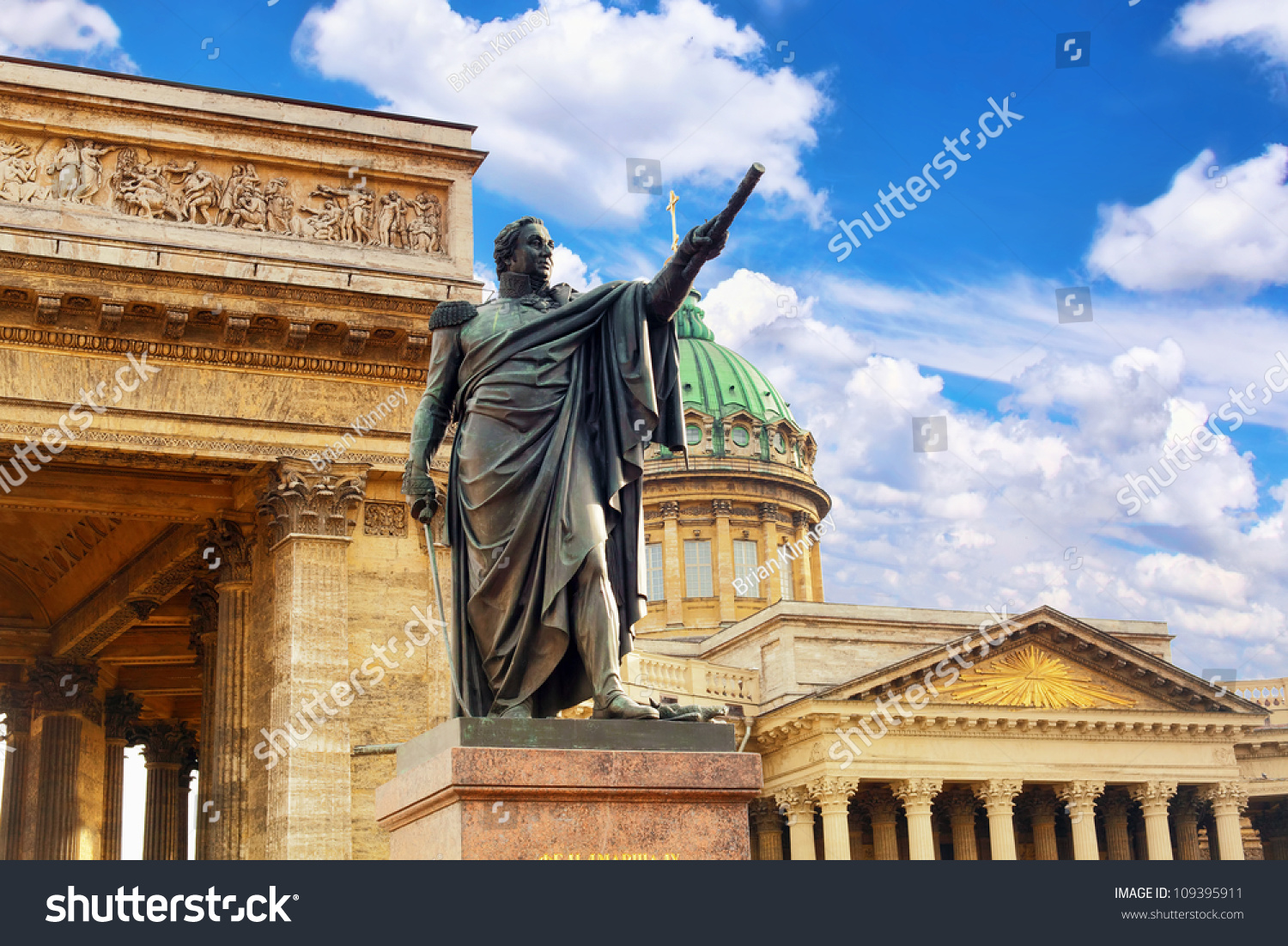 Cathedral of Our Lady of Kazan and monument of Kutuzov  Saint Petersburg  Russia