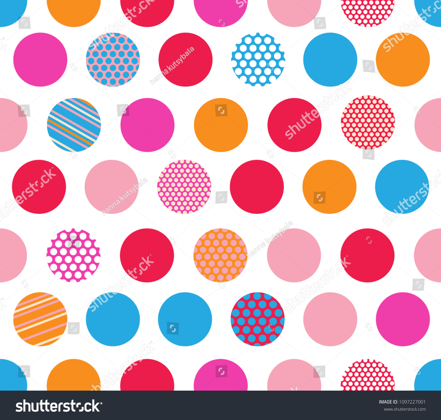 Abstract seamless pattern with multi colored dots. Isolated on white ...