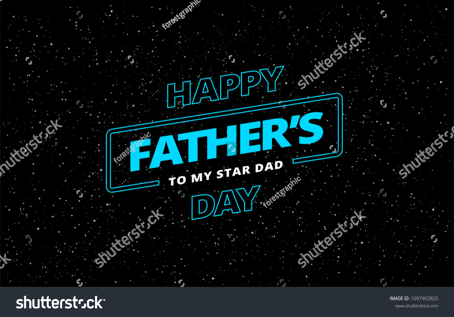 Happy Father's Day vector greeting card space theme background - blue text letters â€˜Happy Father's Dayâ€™ in starry sky illustration. A very stylish!