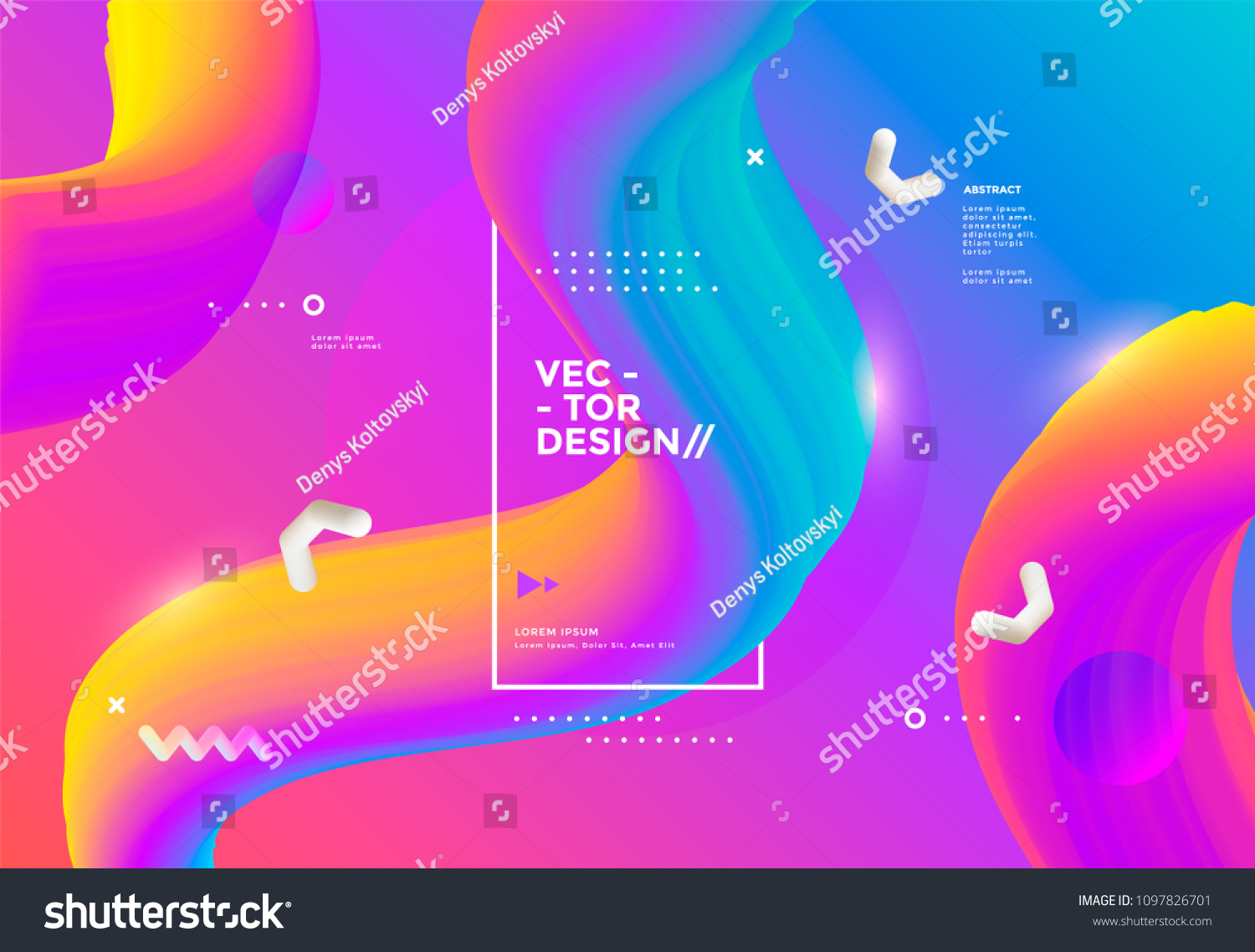 Colorful 3d flow shapes. Liquid wave modern background. Vector graphic