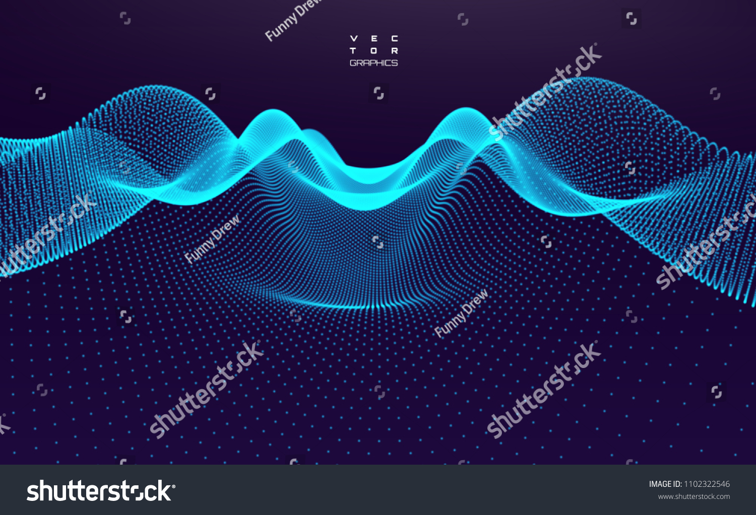 Abstract digital landscape with flowing particles. Cyber or technology background.Vector illustration.