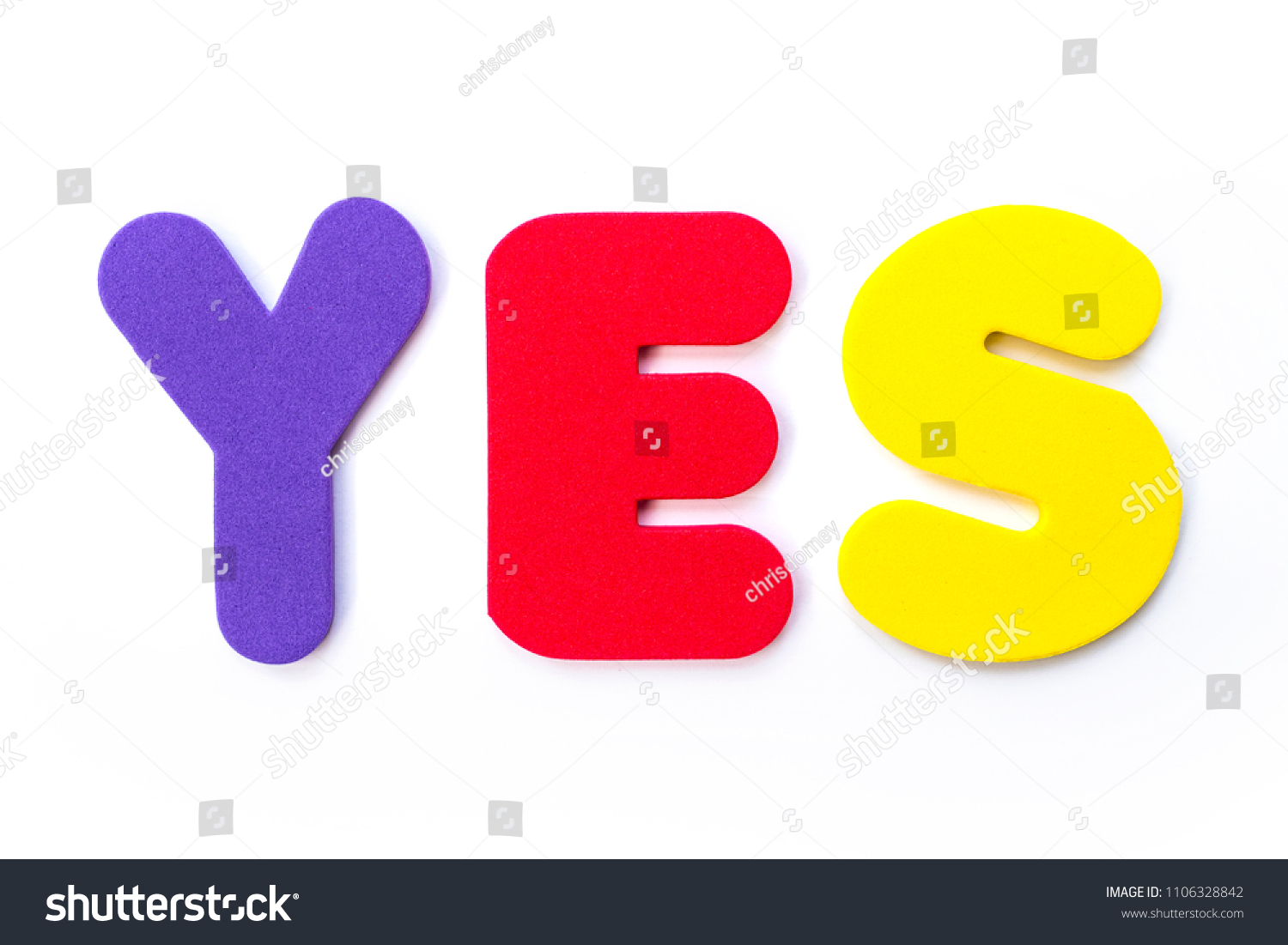 YES spelt out with coloured letters.