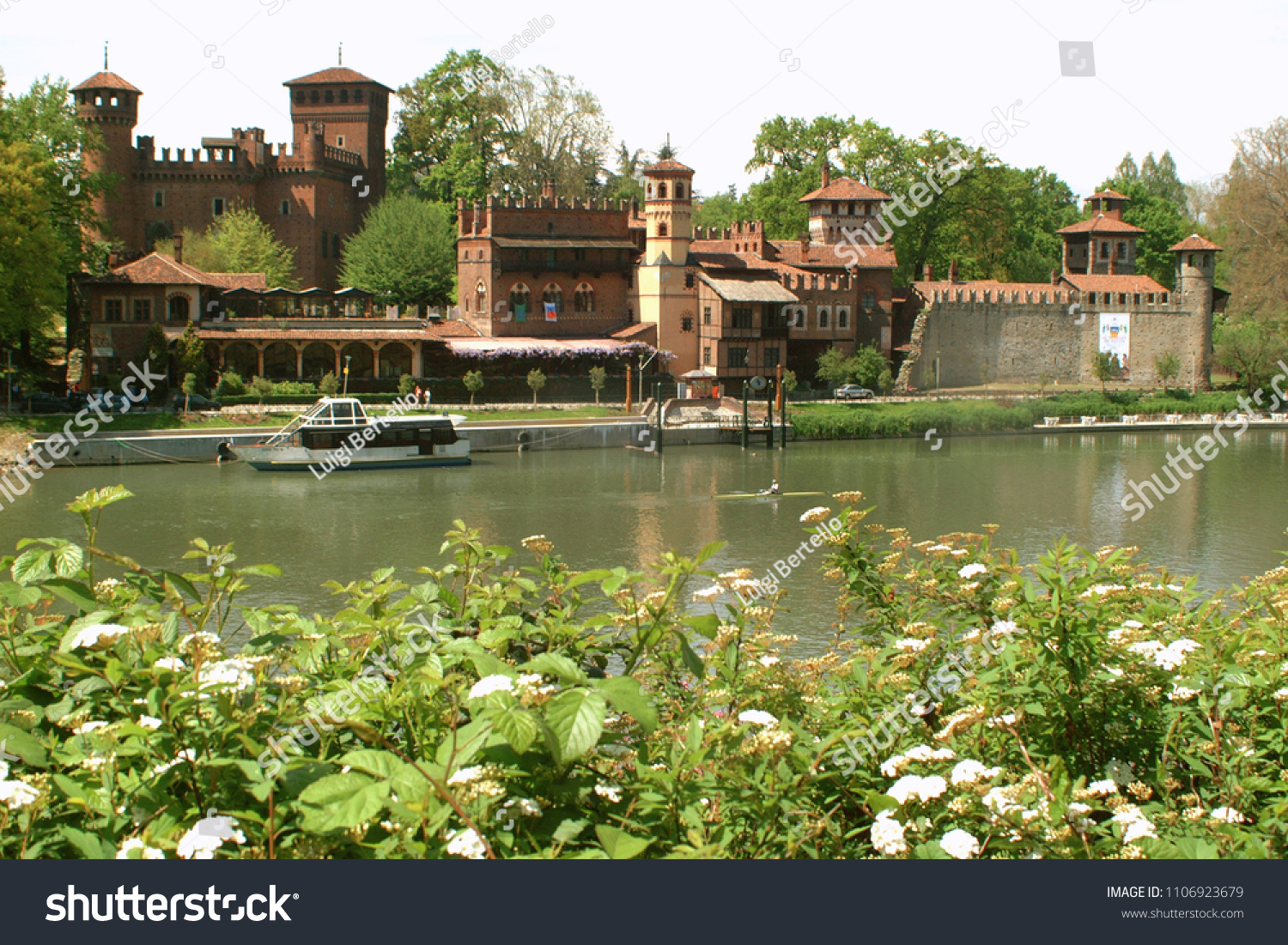 Turin  Piedmont  Italy. The reconstruction of the medieval castle in the park of Valentino.