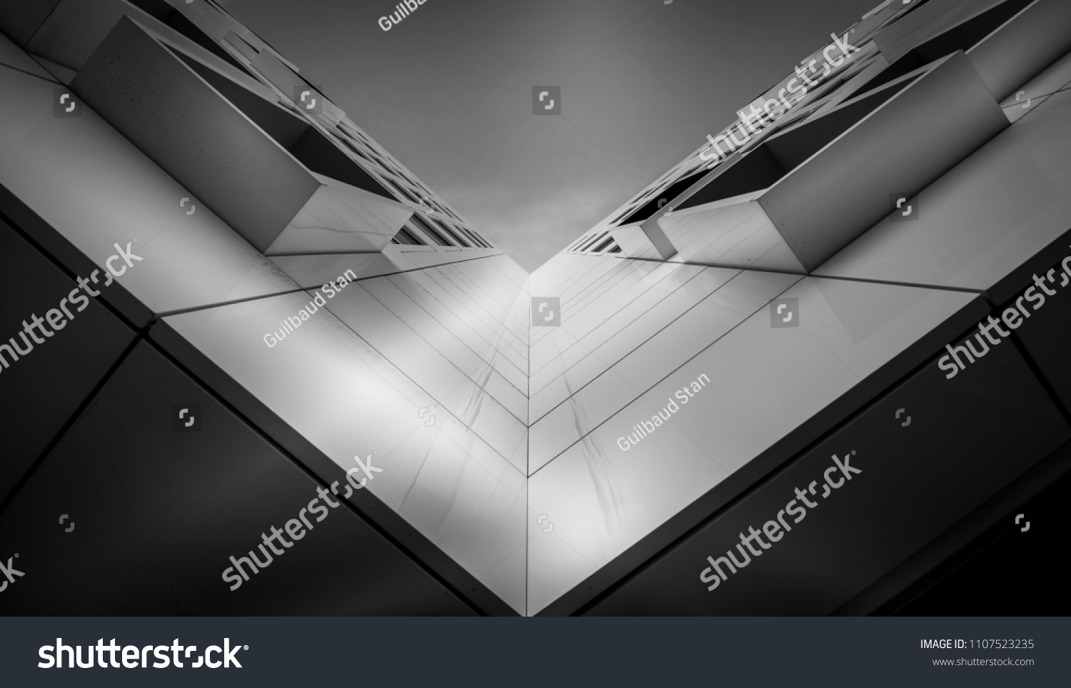 Abstract view of skyscraper in black and white