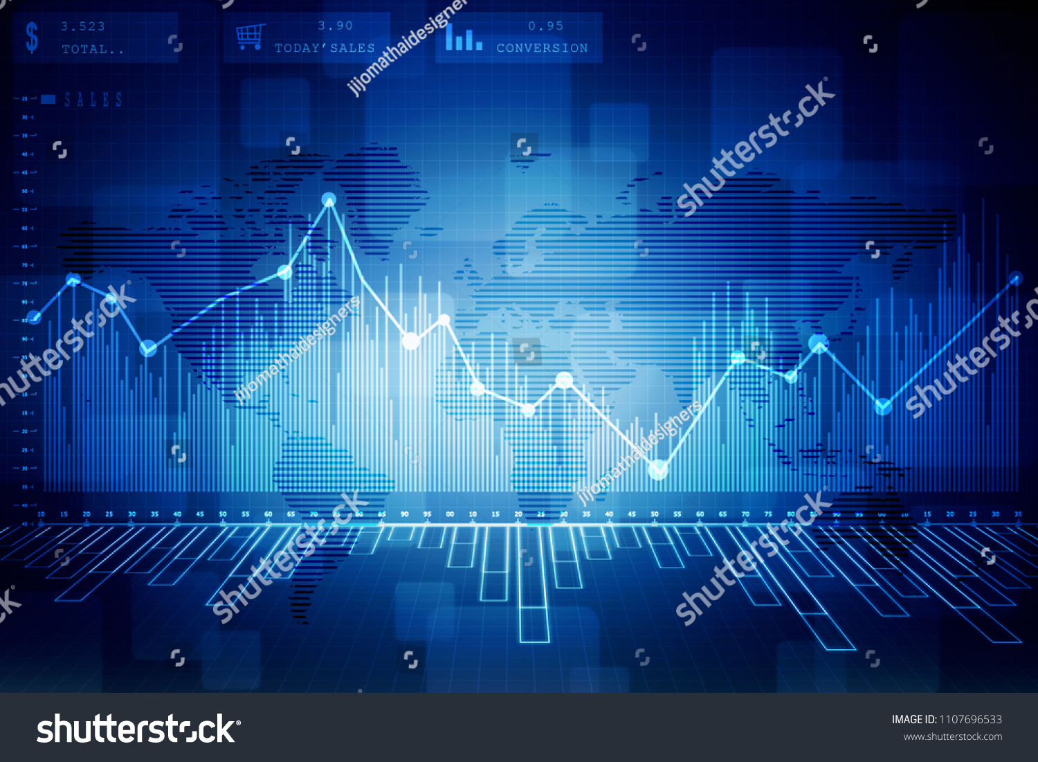 2d rendering Stock market online business concept. business Graph 
