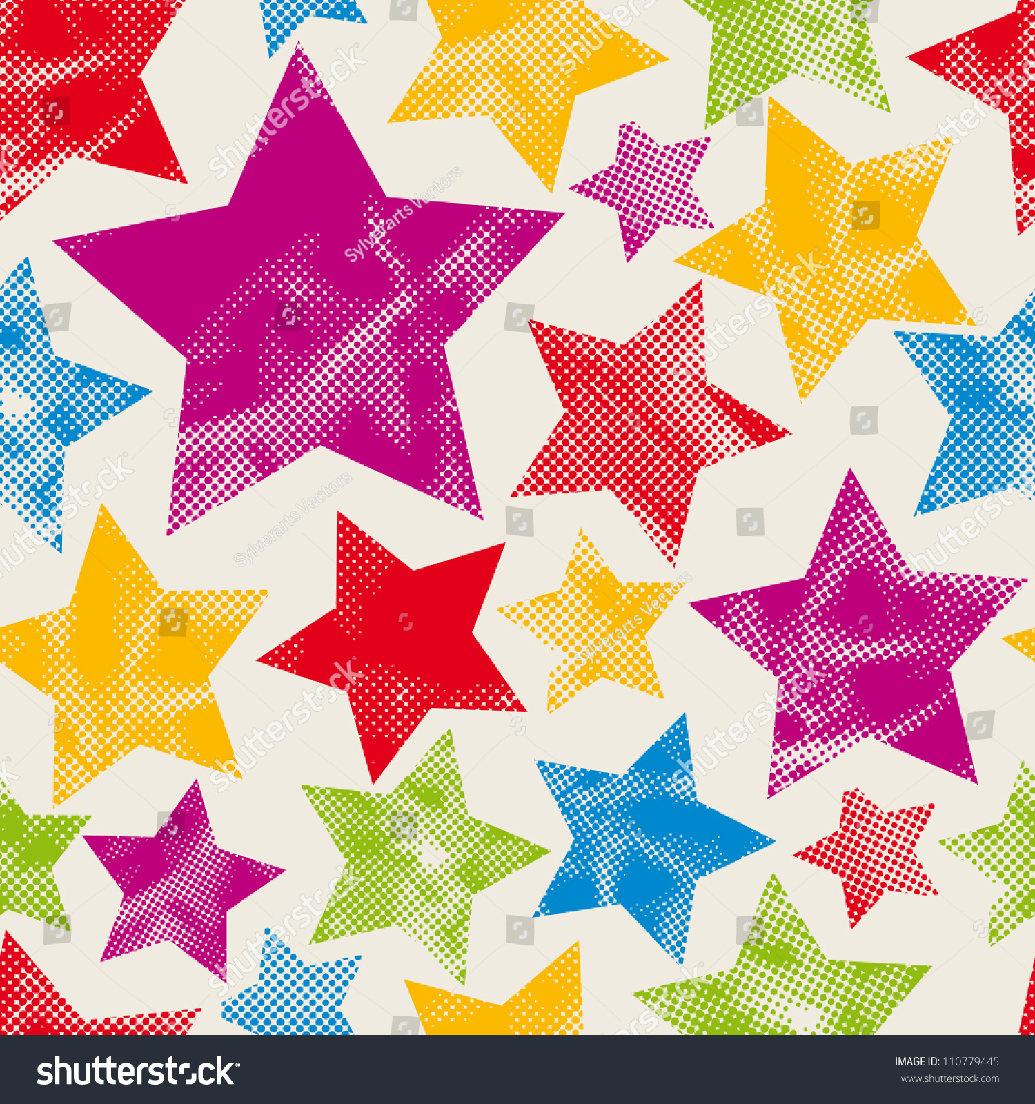 Colorful stars seamless pattern with pixel texture  vector background.