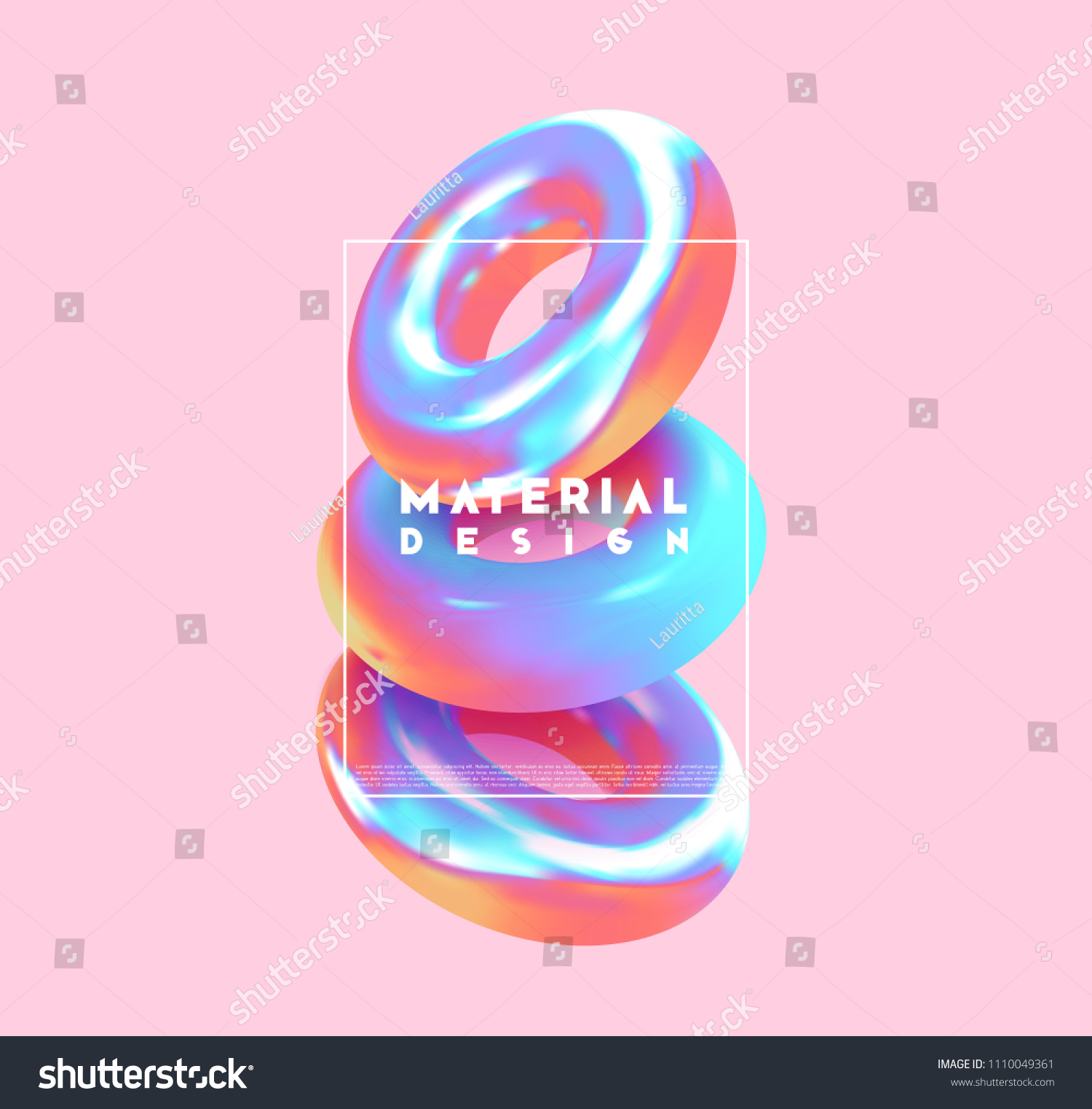 Minimal abstract art with geometric shapes  stylish background with 3d elements torus. Fashion poster  banner  design card vector illustration