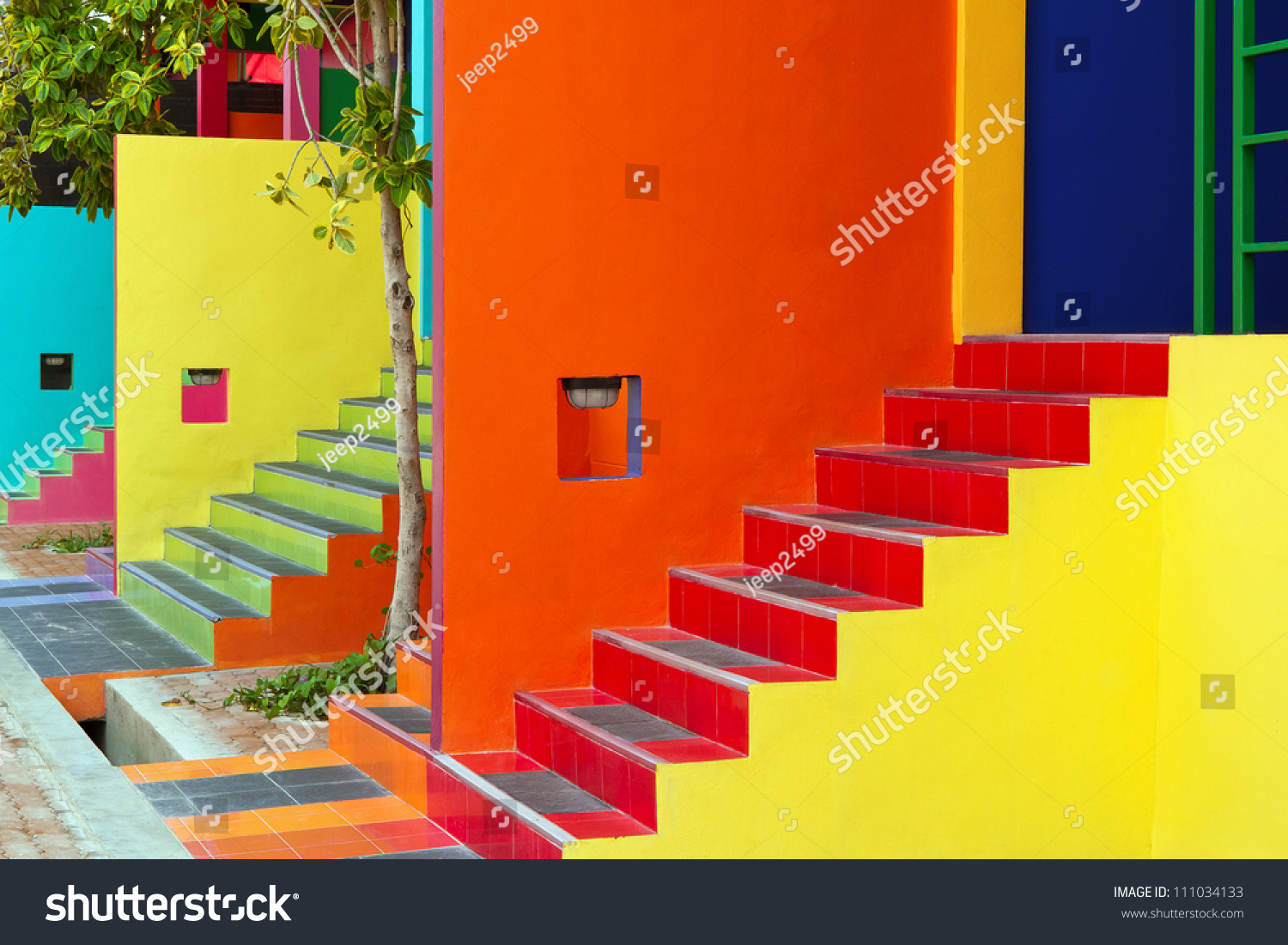 Colorful housing ladder.