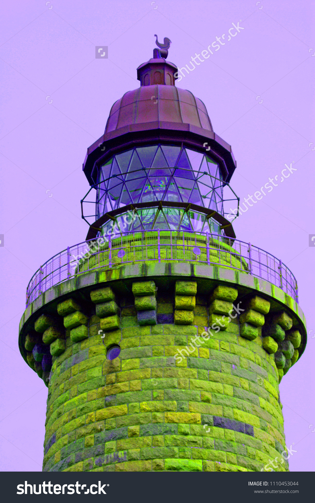 Lighthouse in artificial neon colors