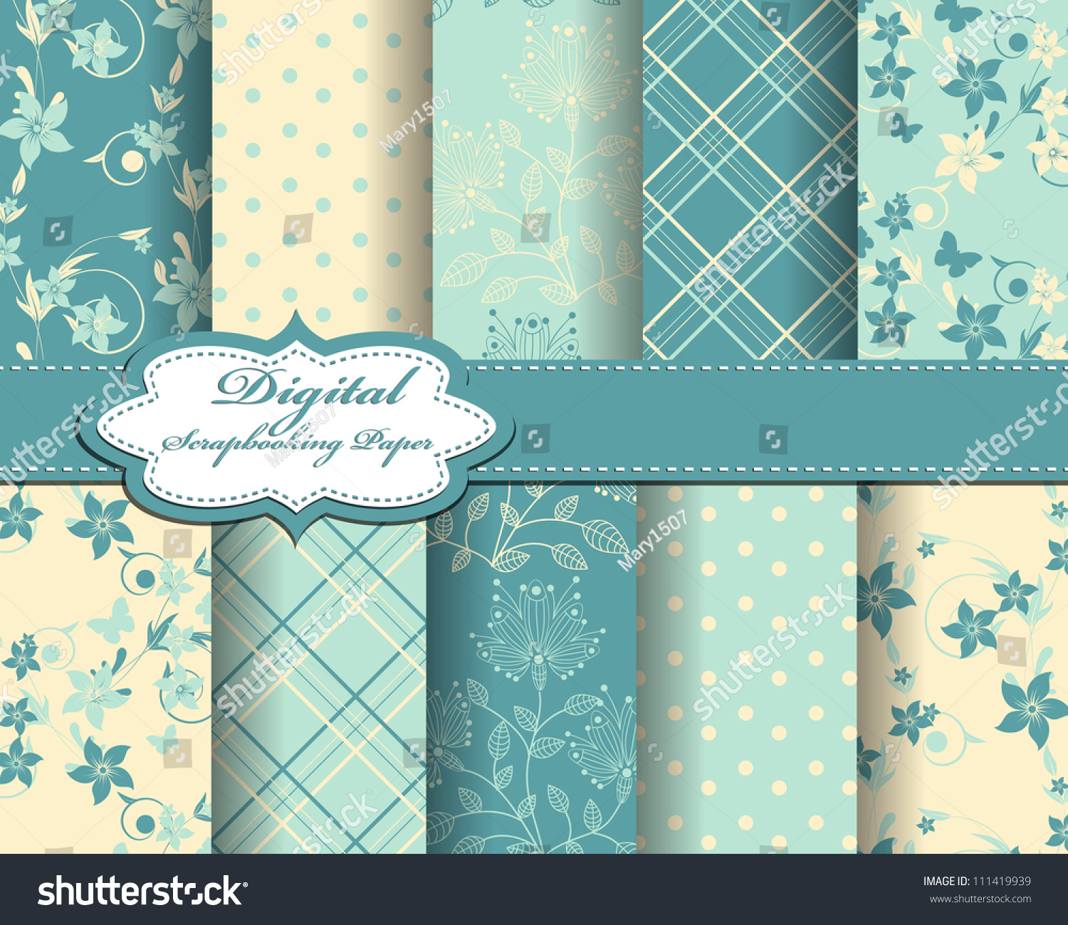 set of flower vector paper for scrapbook