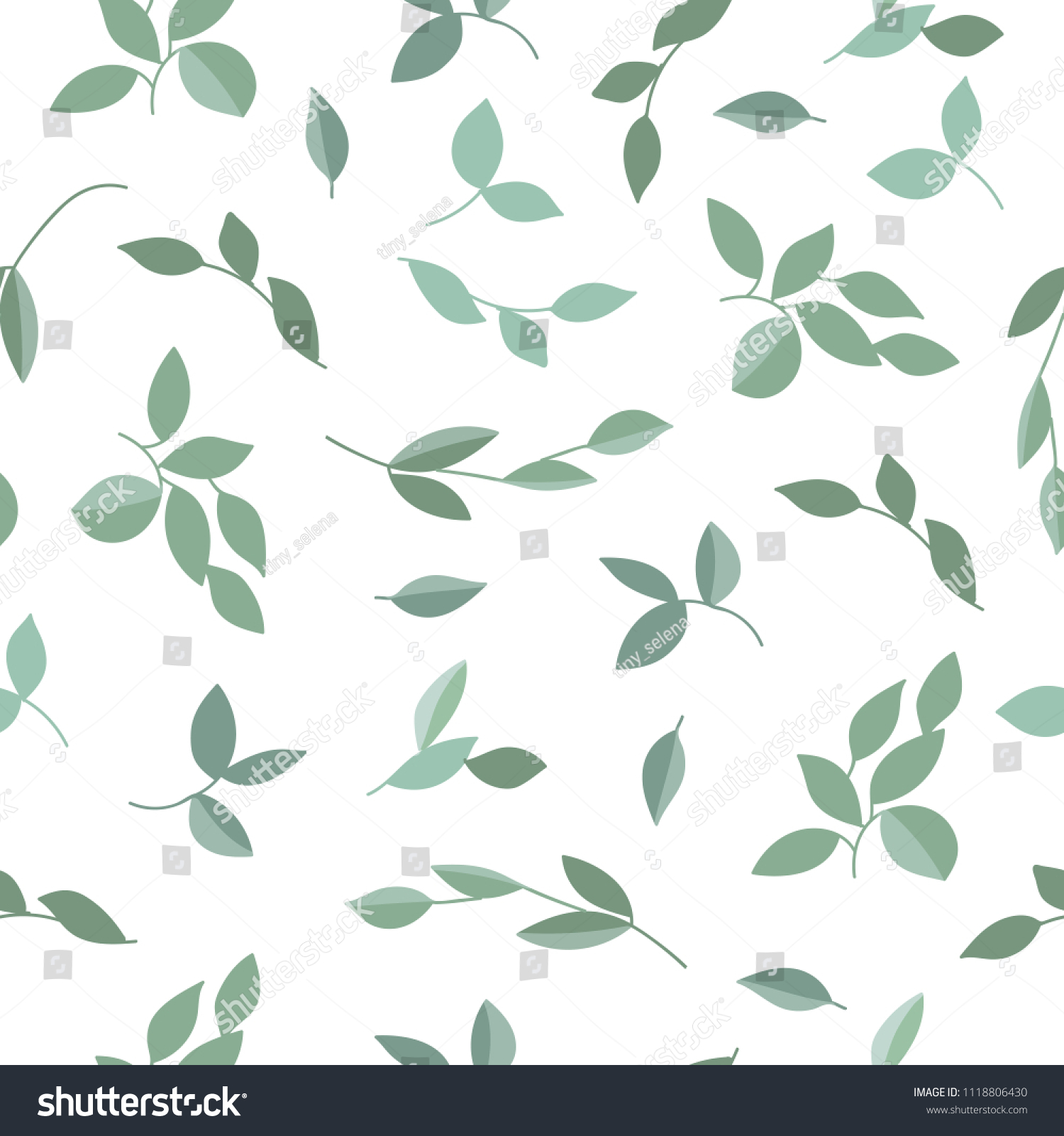 Vector seamless pattern with plants branches leaves. Perfect for ...