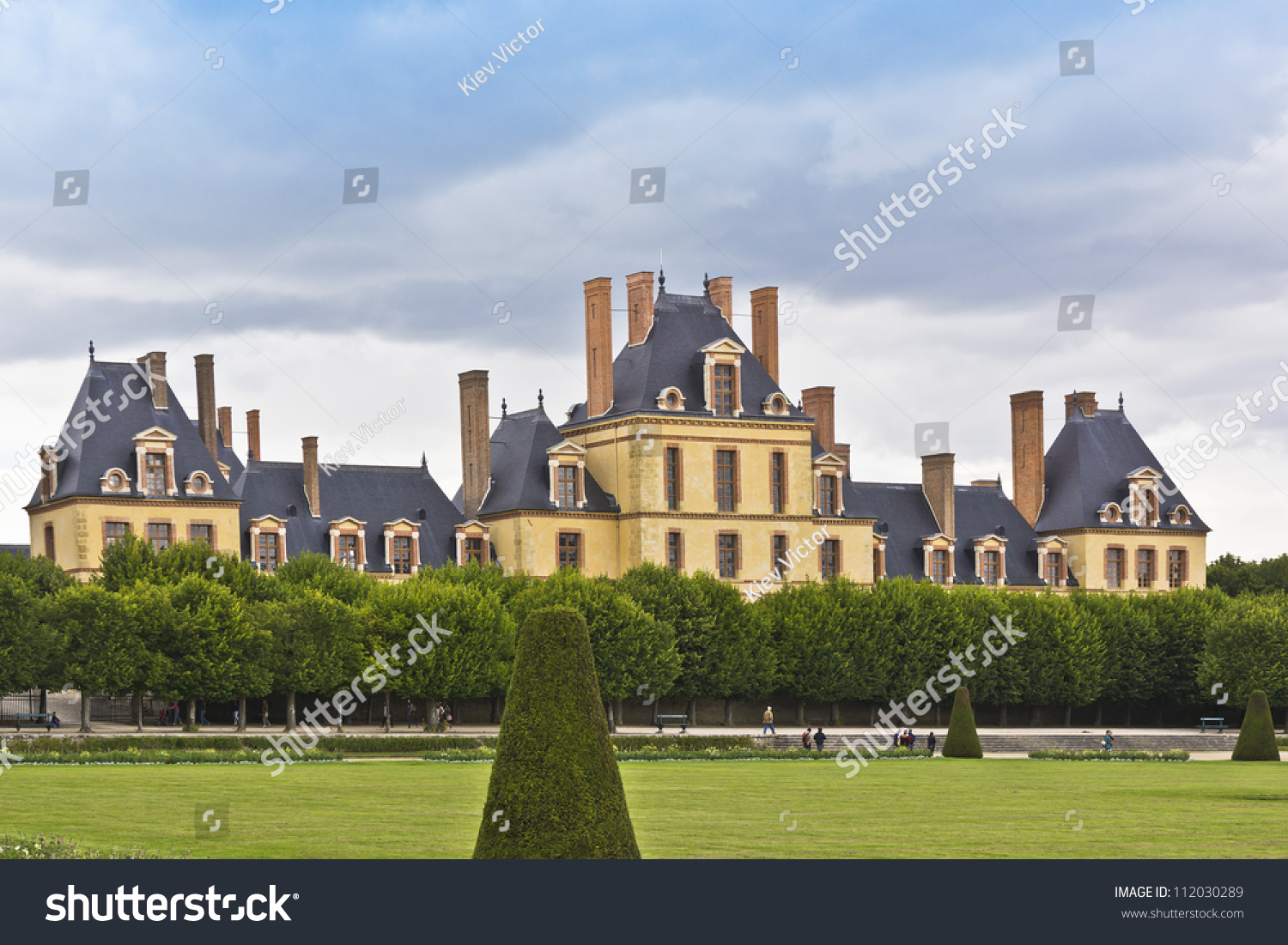 Gardens and Chateau of Fontainebleau. Palace of Fontainebleau - one of largest royal chateaux in France (55 km from Paris) UNESCO World Heritage Site.