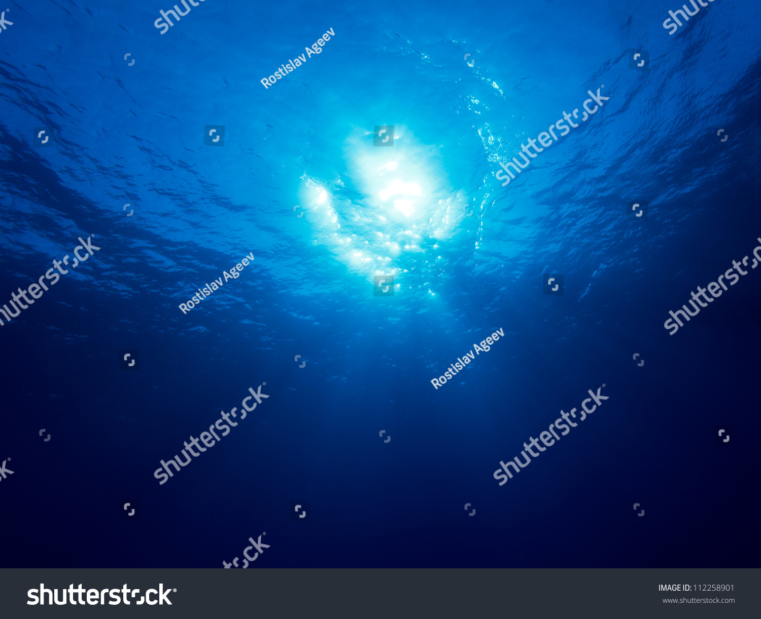 Underwater sunlight beams and shine