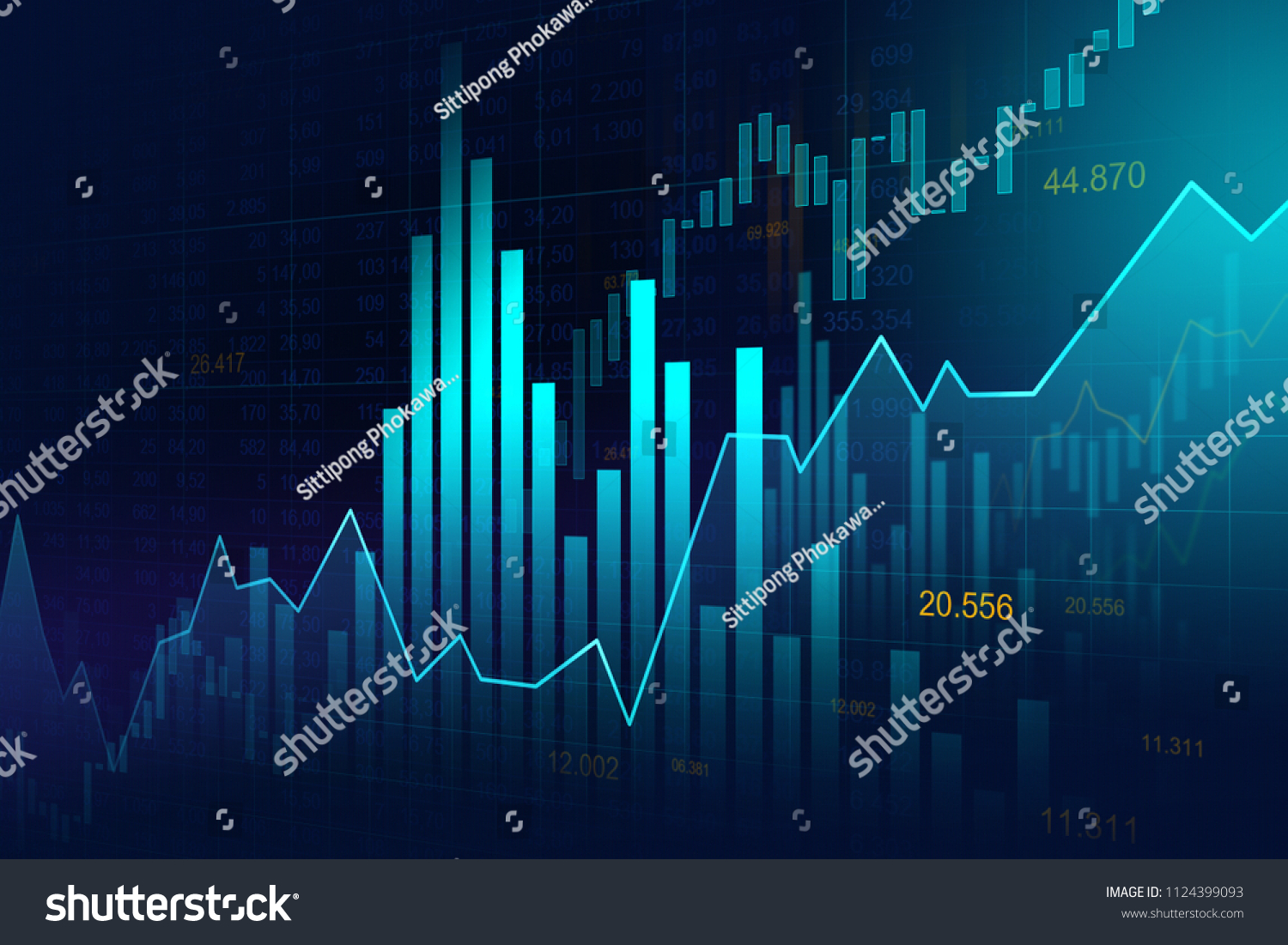 Stock market or forex trading graph in graphic concept suitable for financial investment or Economic trends business idea and all art work design. Abstract finance background