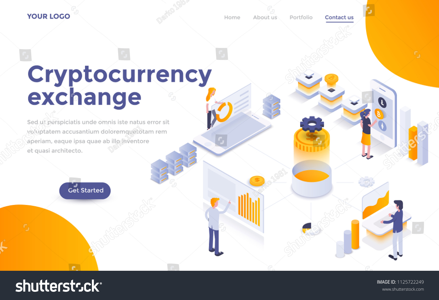 Modern flat design isometric concept of Cryptocurrency exchange for website and mobile website. Landing page template. Easy to edit and customize. Vector illustration