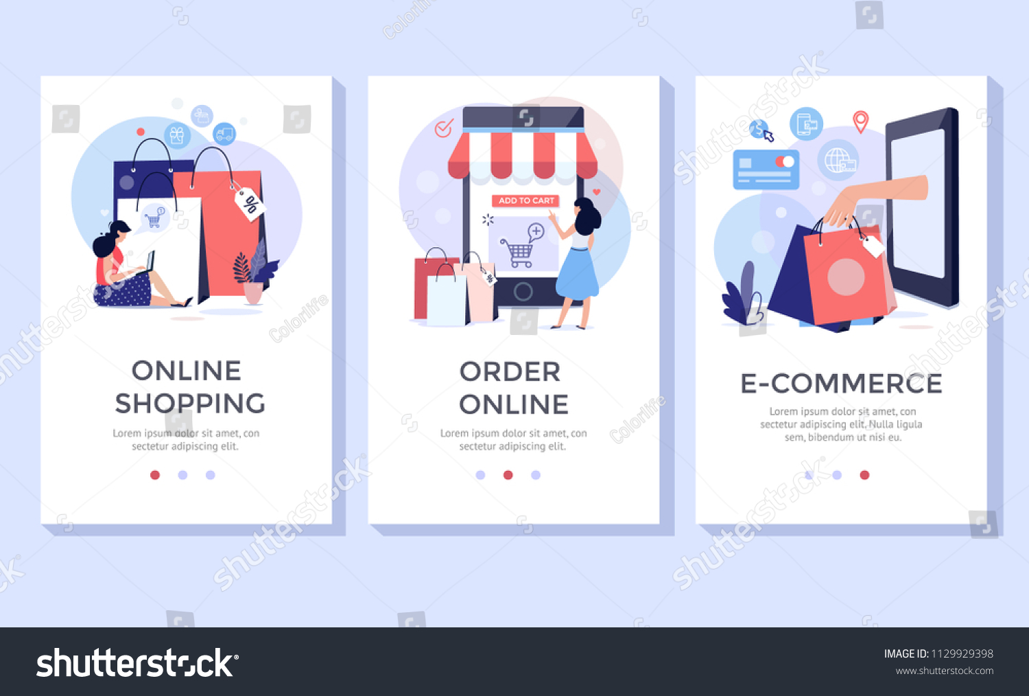 Online shopping banner  mobile app templates  concept vector illustration flat design