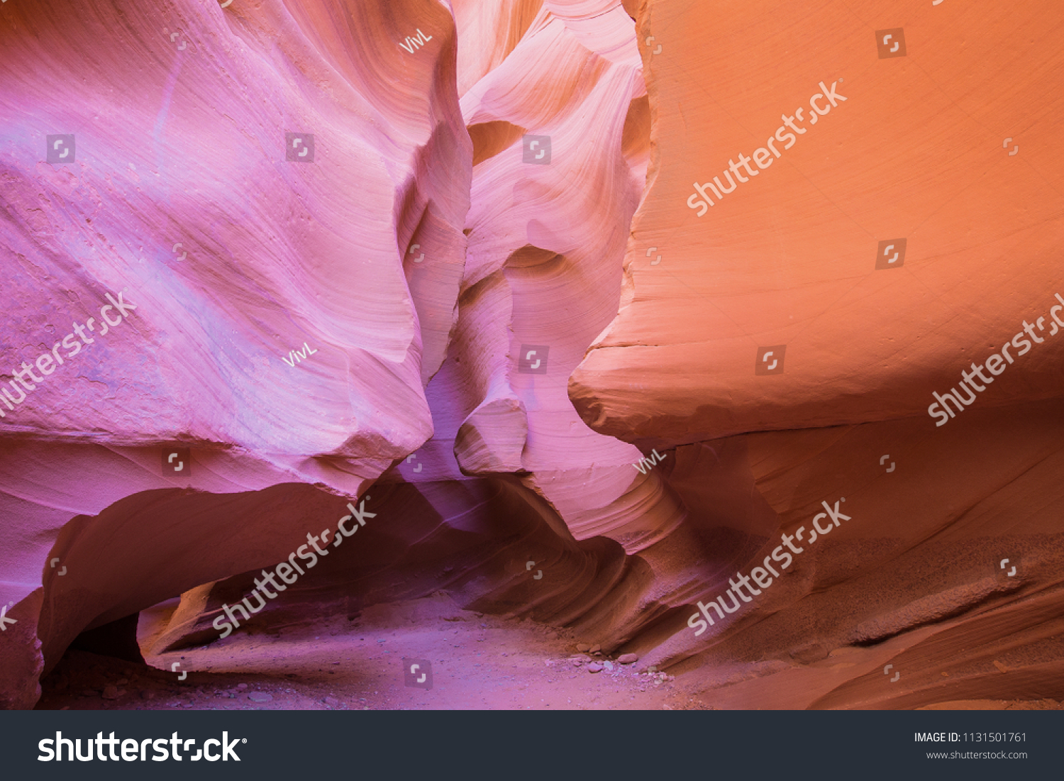 Sandstone Formations in Antelope Valley Slot Canyon in Page  Arizona  US