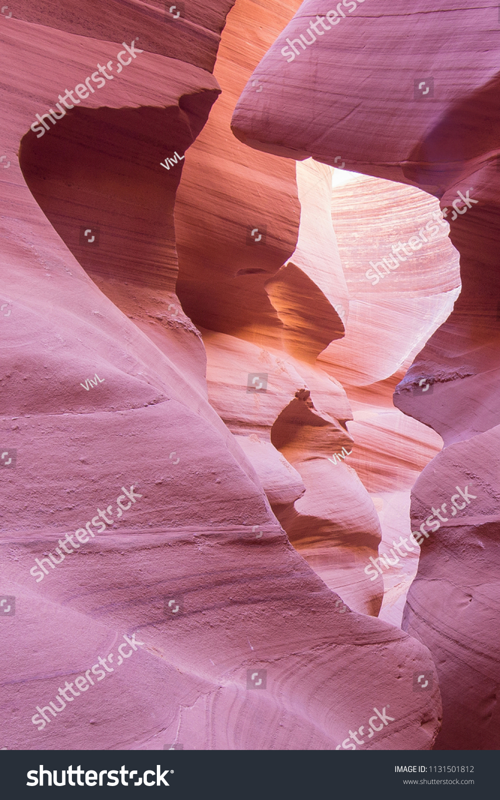 Sandstone Formations in Antelope Valley Slot Canyon in Page  Arizona  US