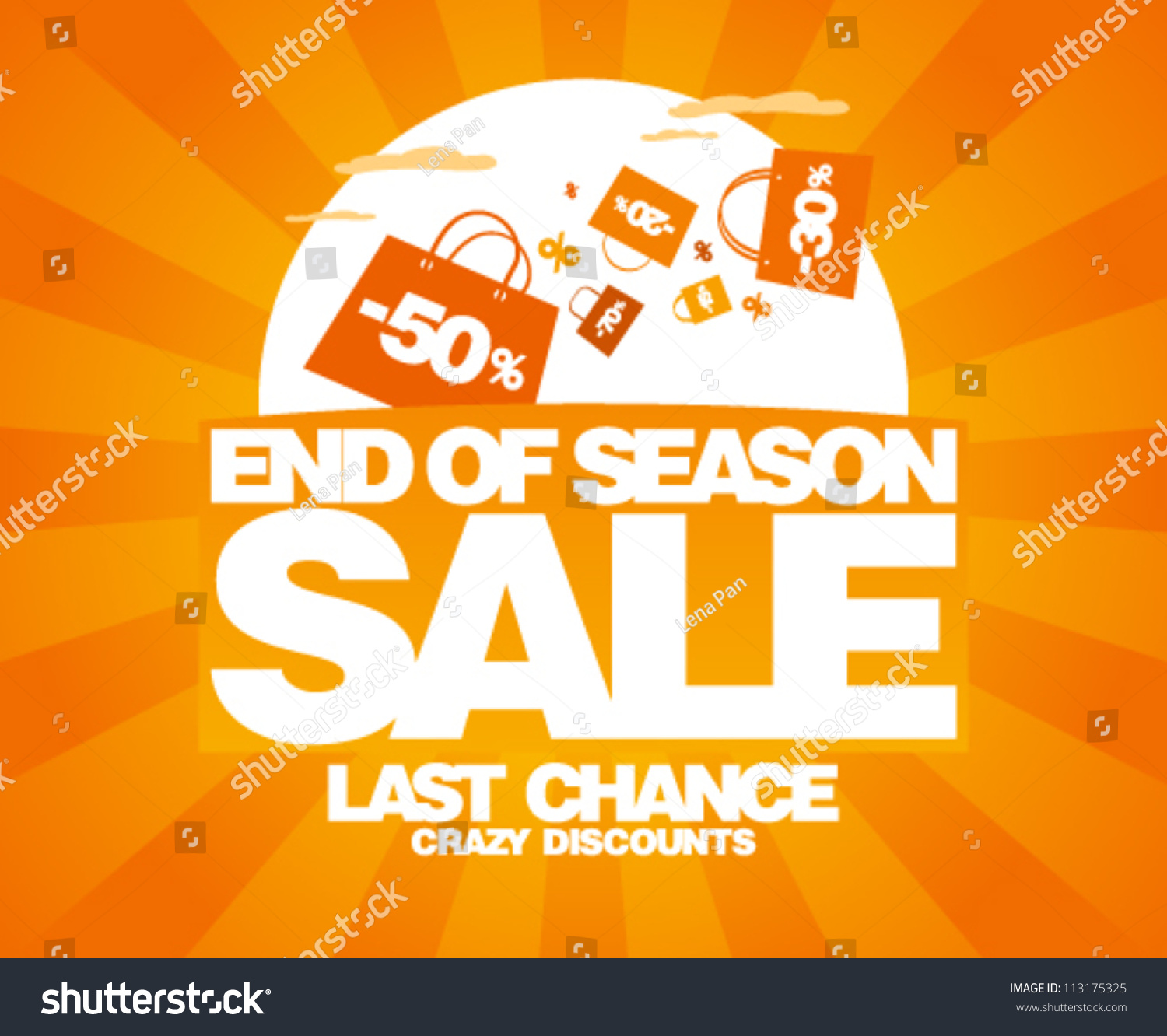 End of season sale design template with shopping bags.