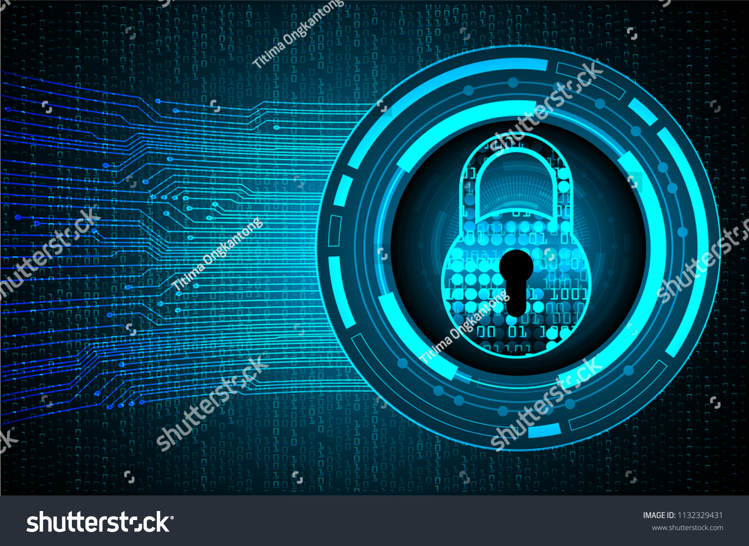 Safety concept  Closed Padlock on digital background  cyber security  Blue abstract hi speed internet technology background illustration. key vector
