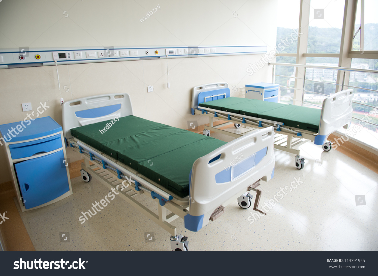 interior of new empty hospital room.