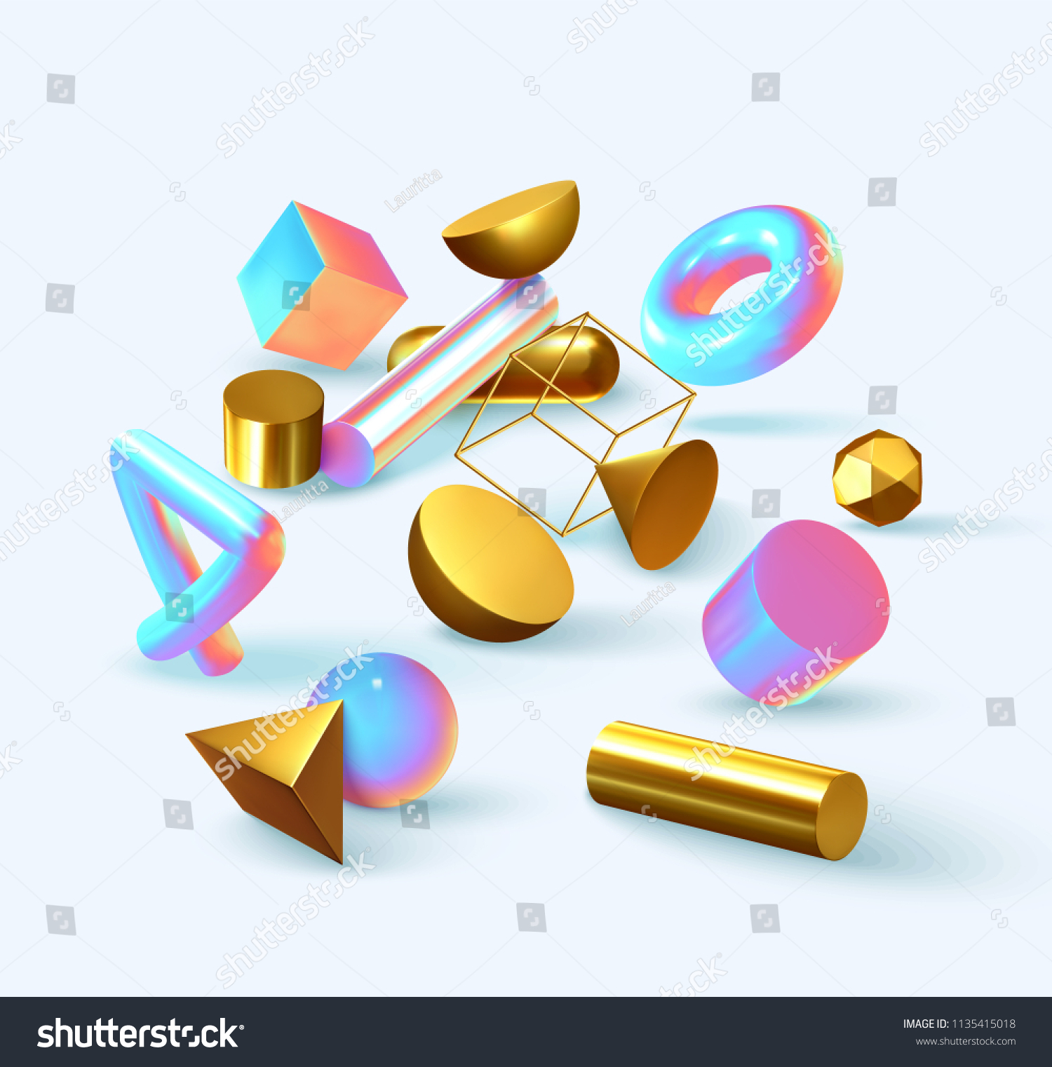 Creative design poster  minimal art trendy vector illustration. Abstract background with shapes 3d. Pattern with geometric figures. Realistic isometric elements of design.