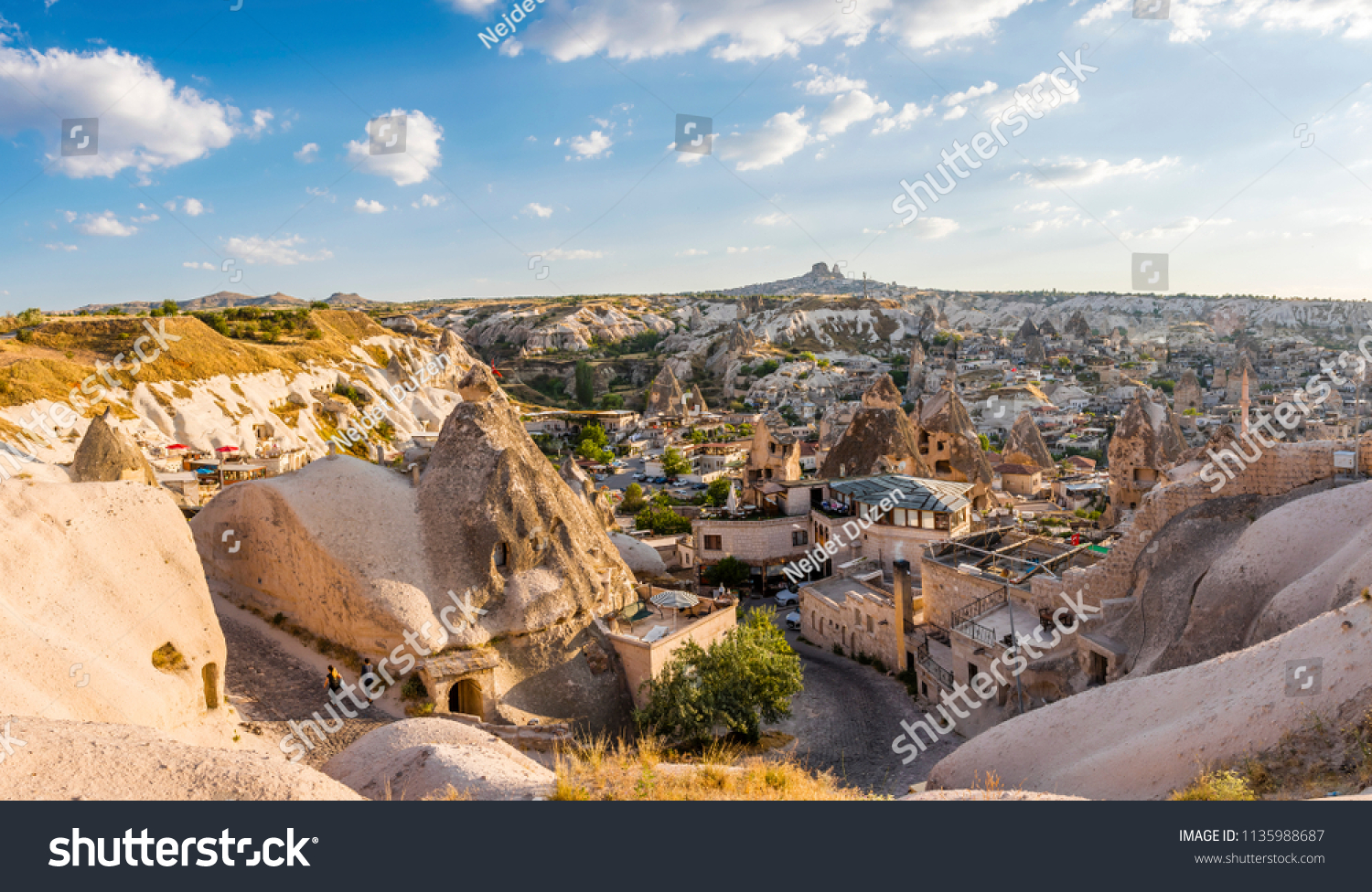 Goreme Town night view from hill in Cappadocia Region Of Turkey.