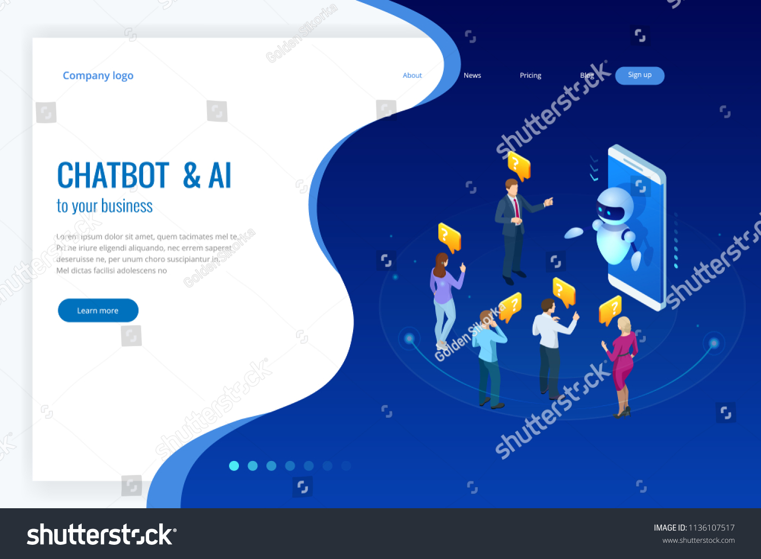 Isometric artificial intelligence. Chat bot and future marketing. AI and business IOT concept. Mans and women chatting with chatbot application. Dialog help service. Vector illustration.