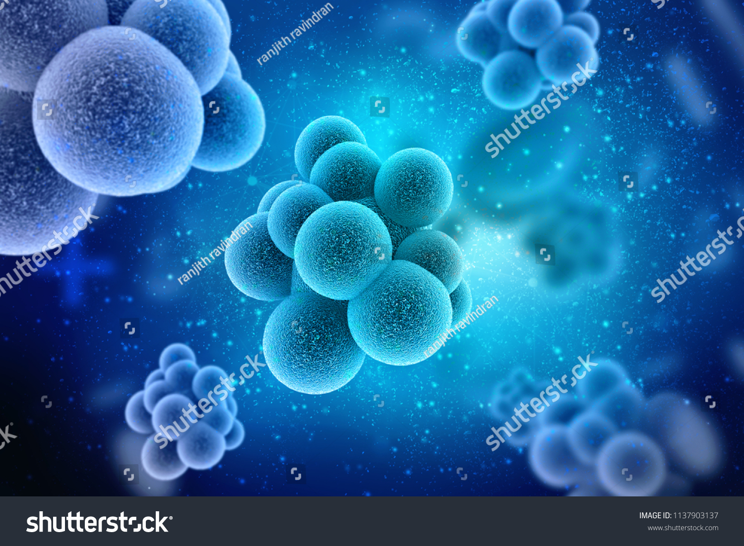 3d rendering Virus bacteria cells background