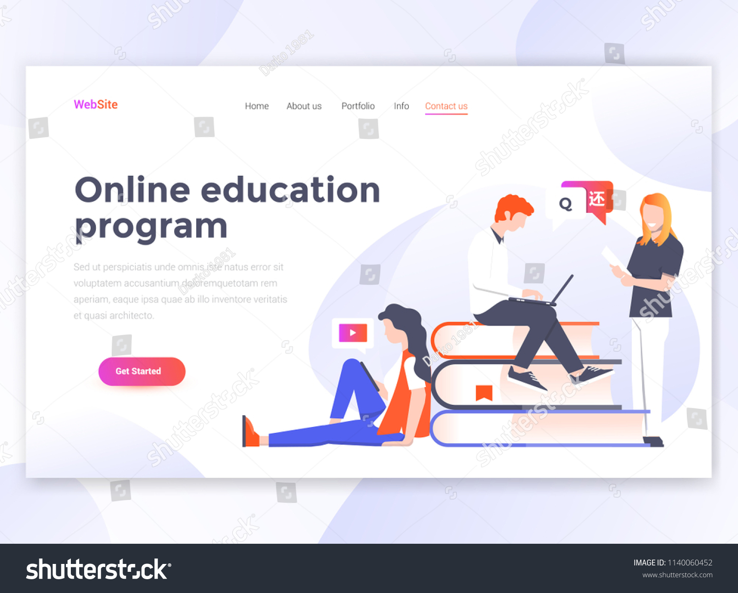 Landing page template of Online education program. Modern flat design concept of web page design for website and mobile website. Easy to edit and customize. Vector illustration